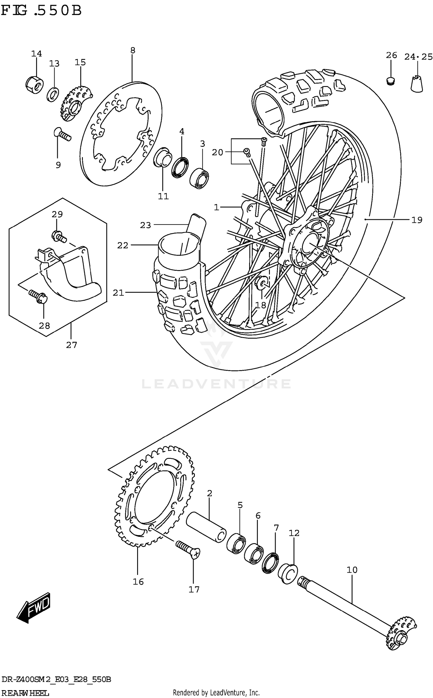 REAR WHEEL (DR-Z400S)