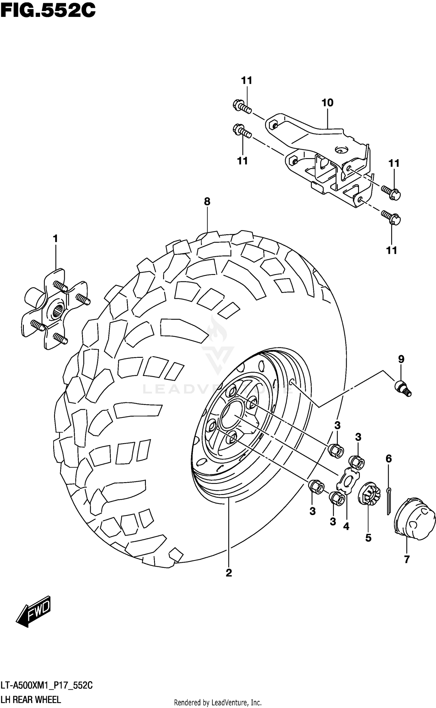 LH REAR WHEEL (LT-A500XPZM1 P17)