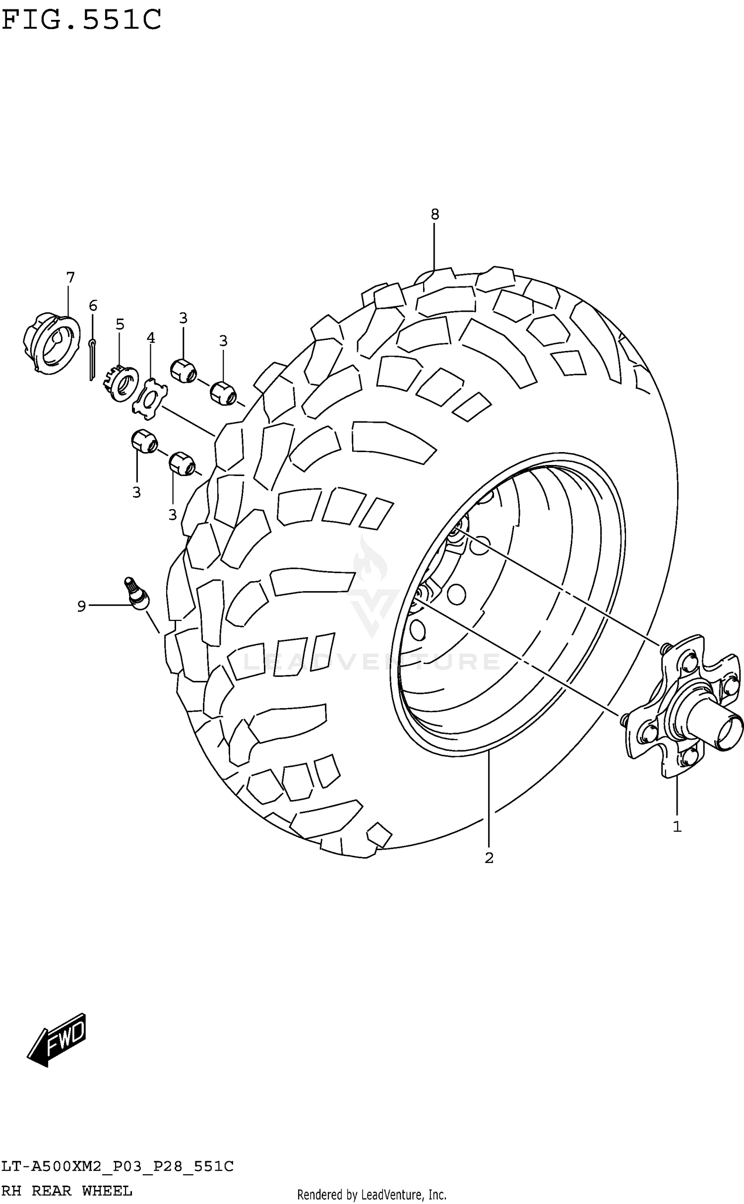 RH REAR WHEEL (LT-A500XM2 P33)