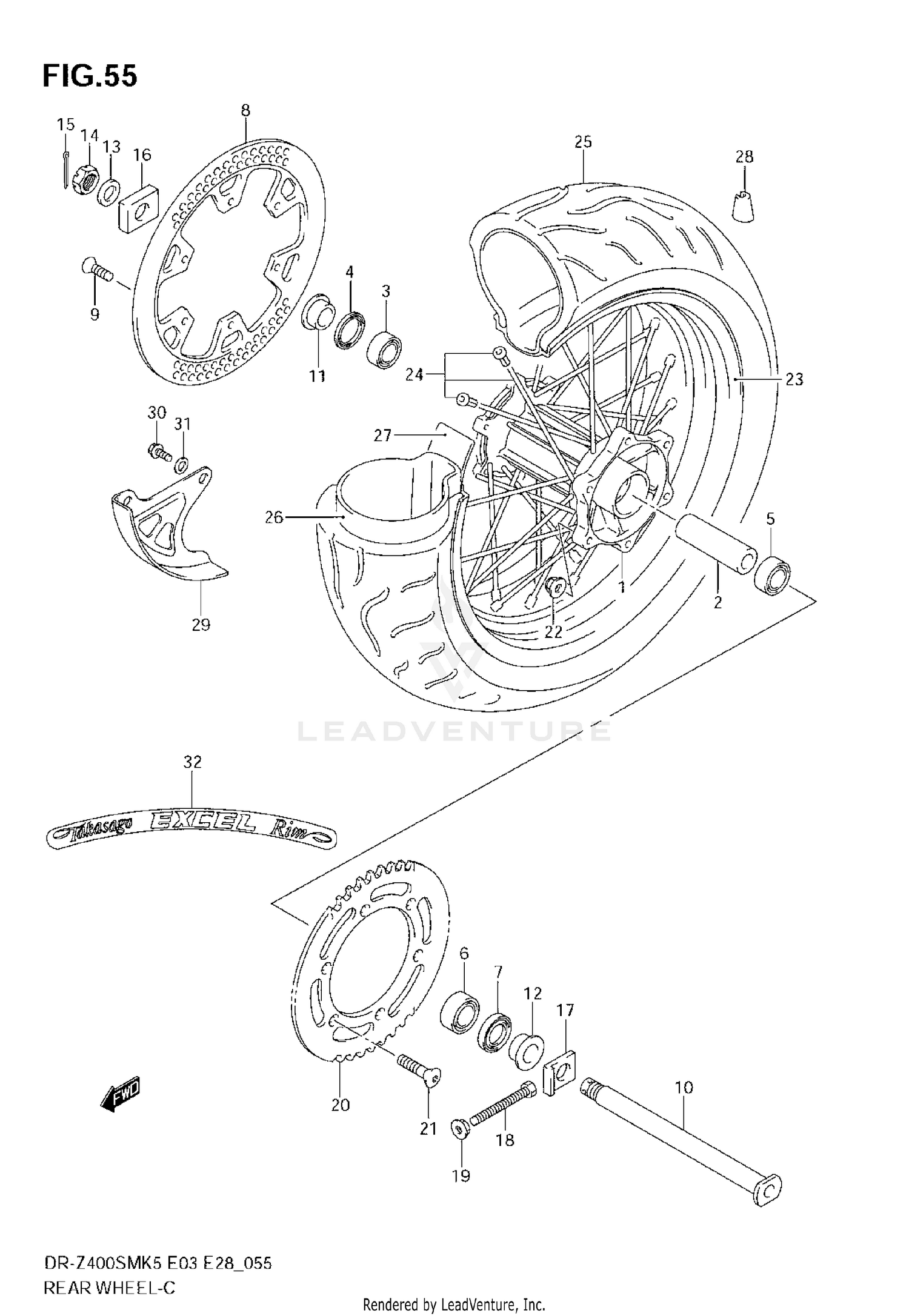 REAR WHEEL (MODEL K5/K6)
