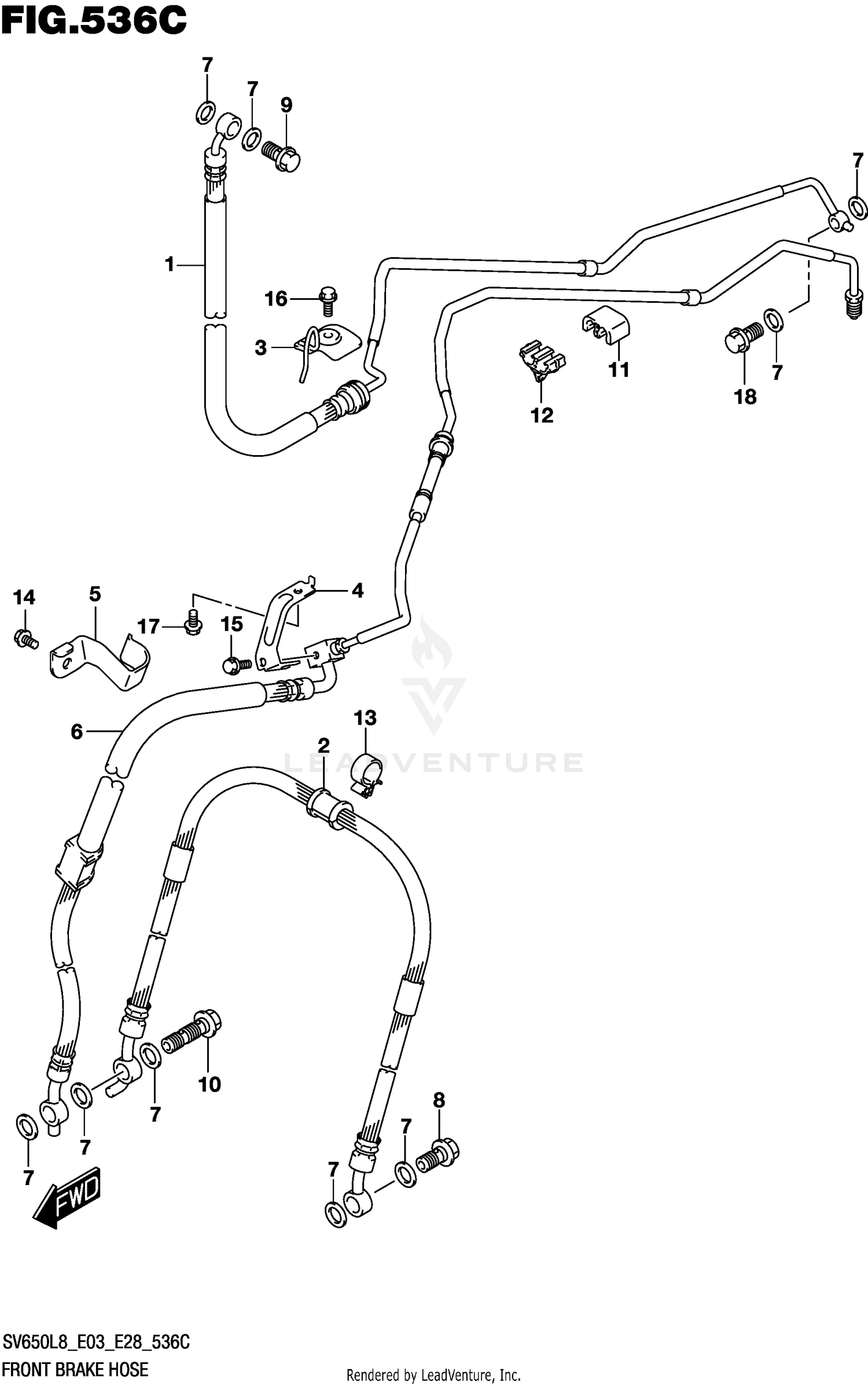 FRONT BRAKE HOSE (SV650AL8 E28)