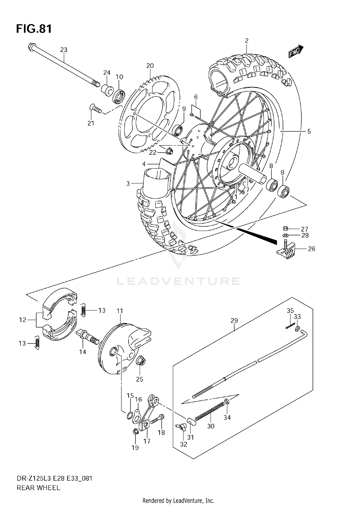 REAR WHEEL (DR-Z125LL3 E28)