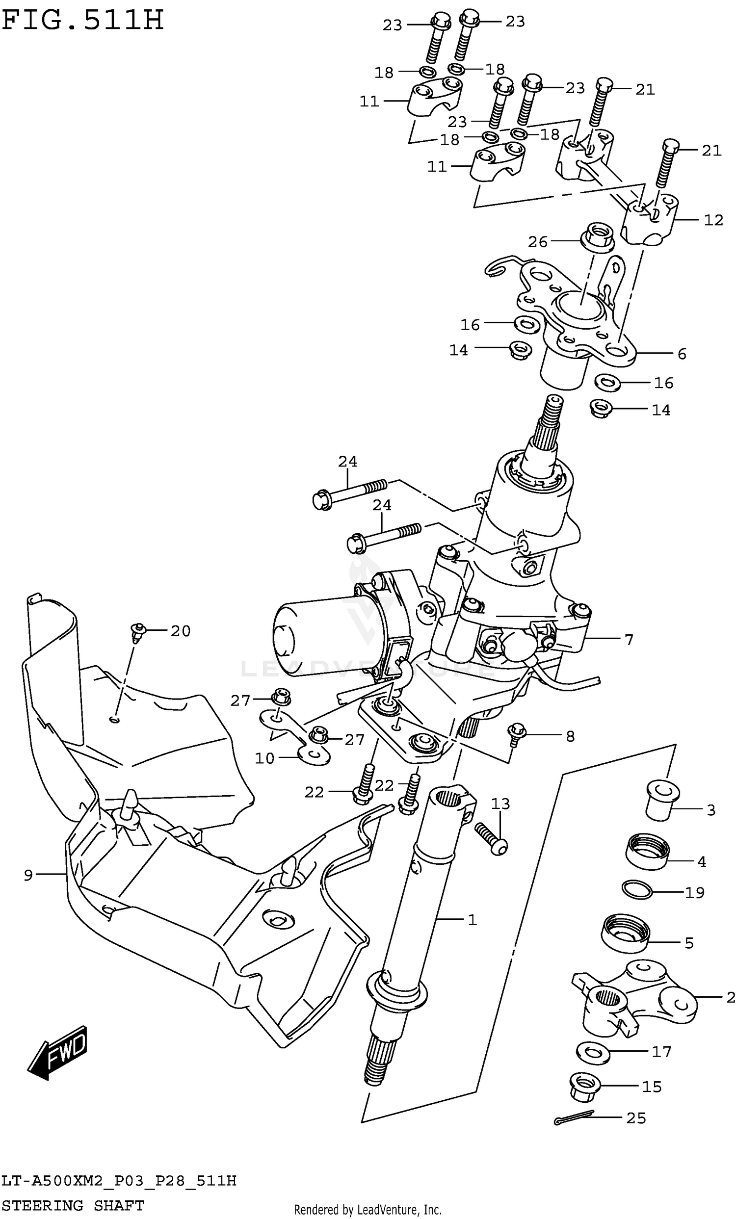 STEERING SHAFT (LT-A500XPZM2 P28)