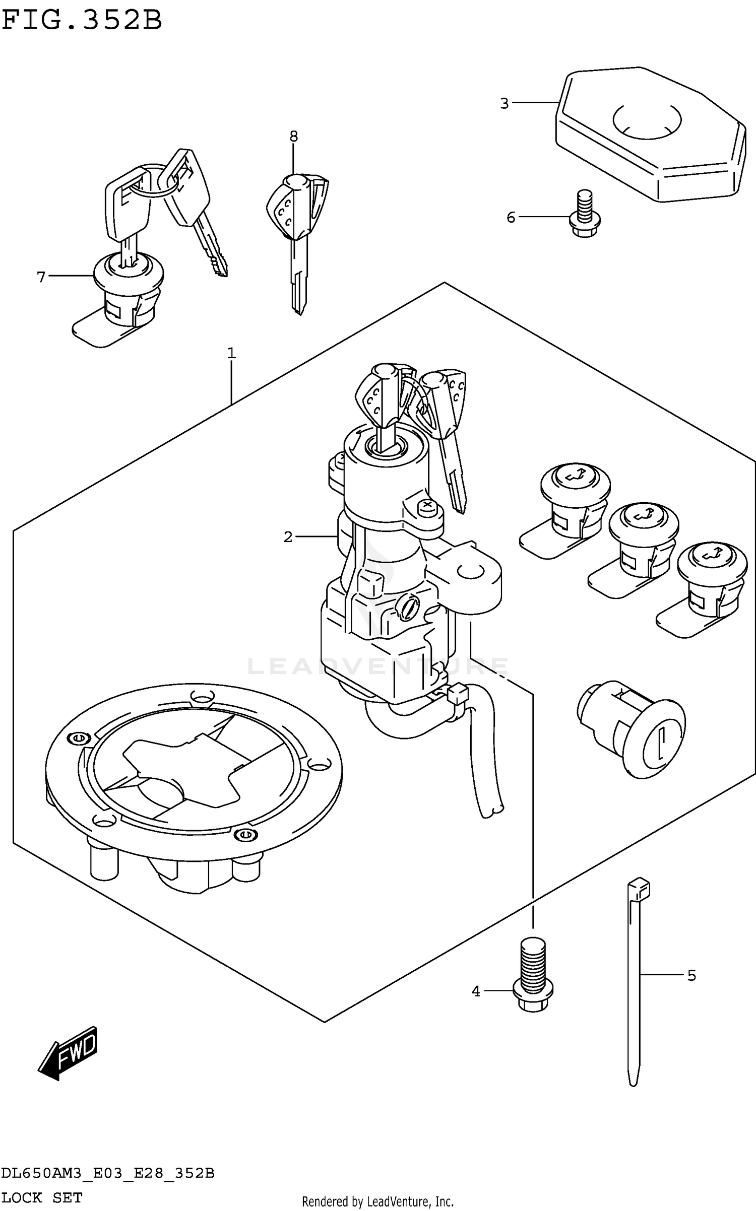 LOCK SET (FOR TOP CASE,SIDE CASE)