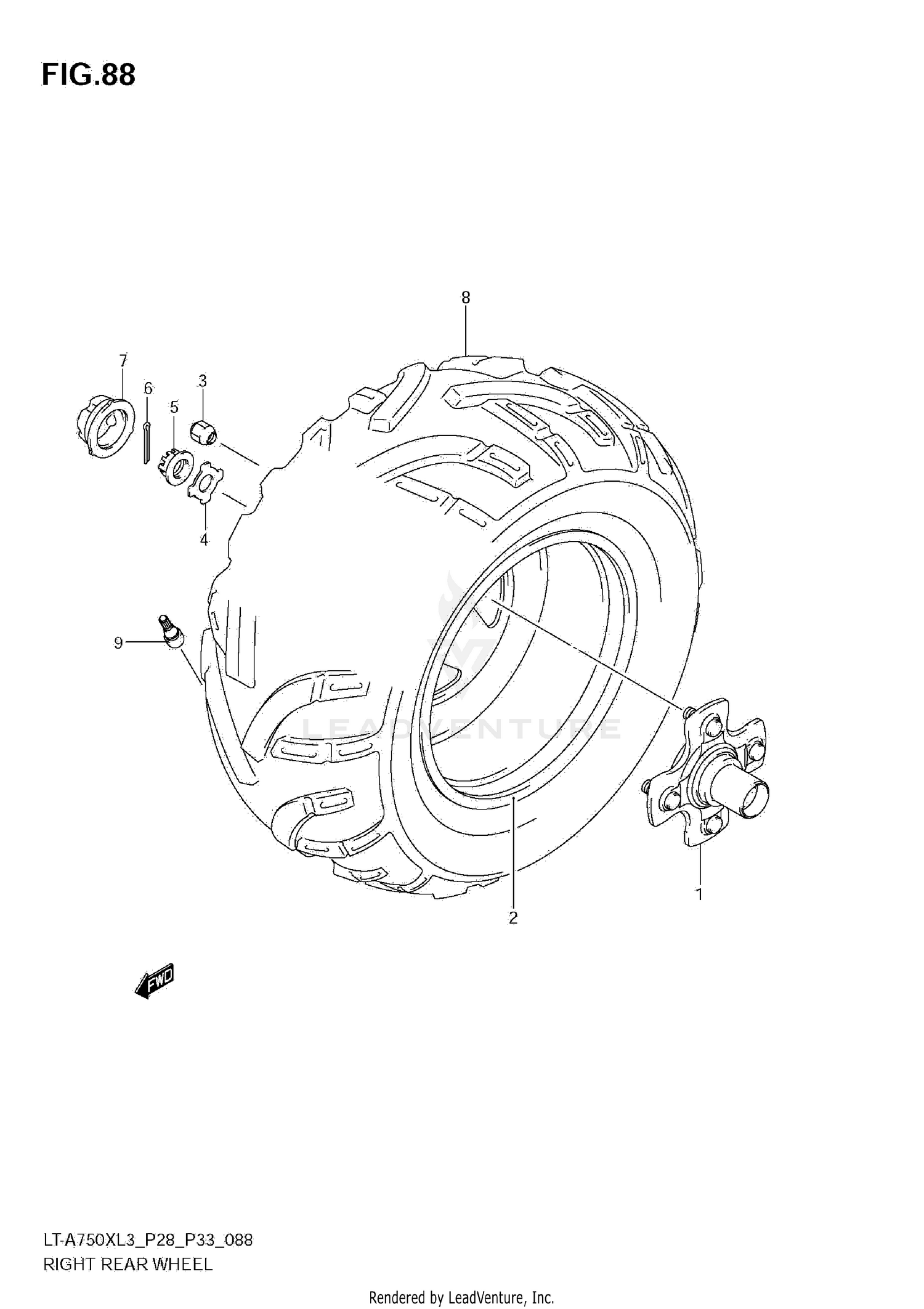 RIGHT REAR WHEEL (LT-A750XL3 E33)