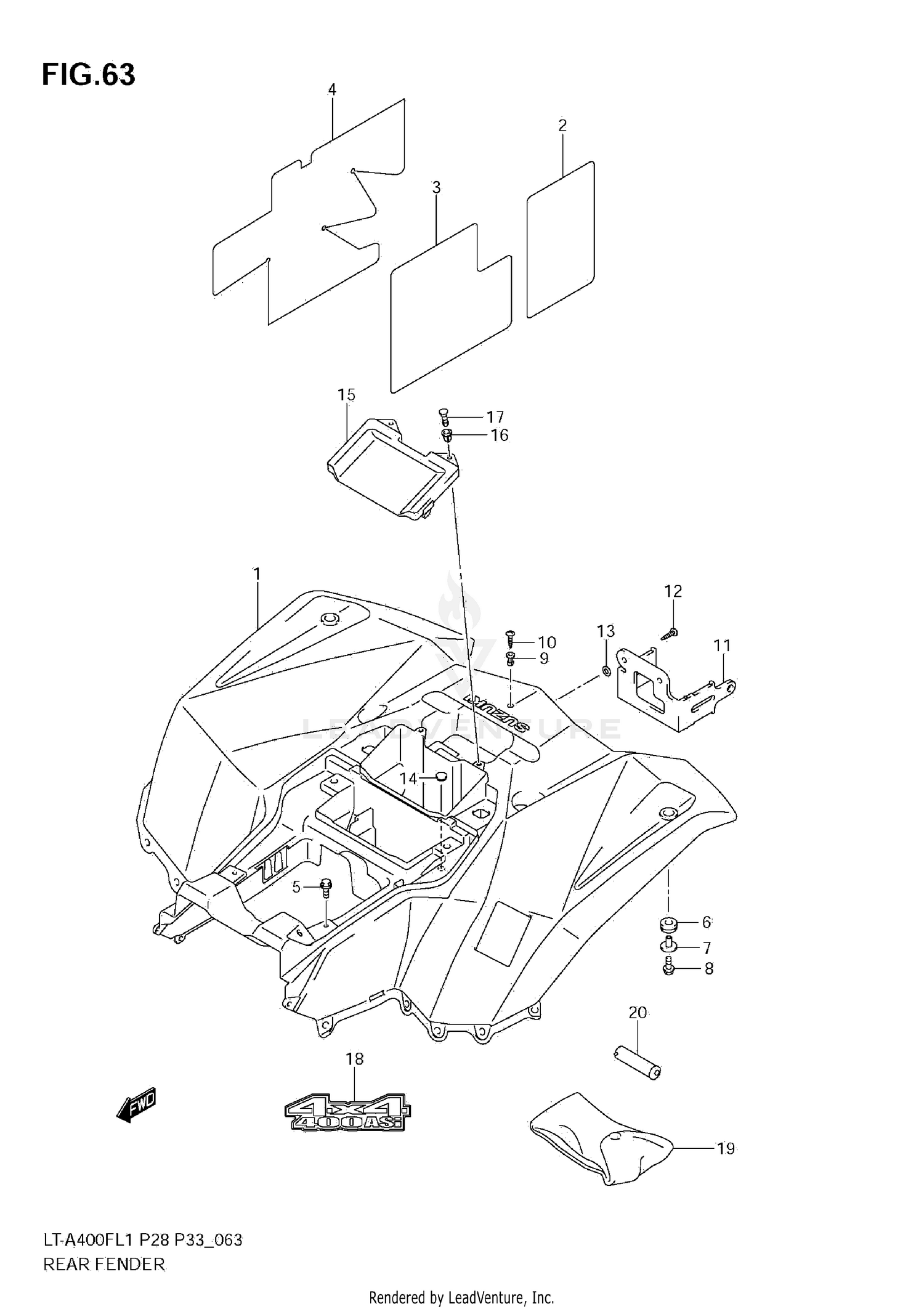 REAR FENDER (LT-A400FL1 E33)