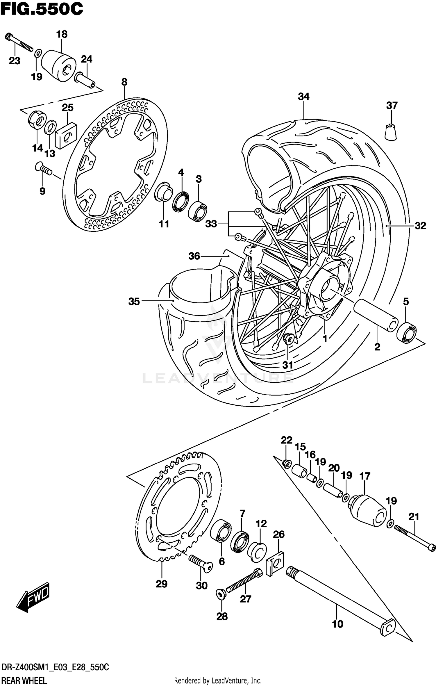 REAR WHEEL (DR-Z400SM)