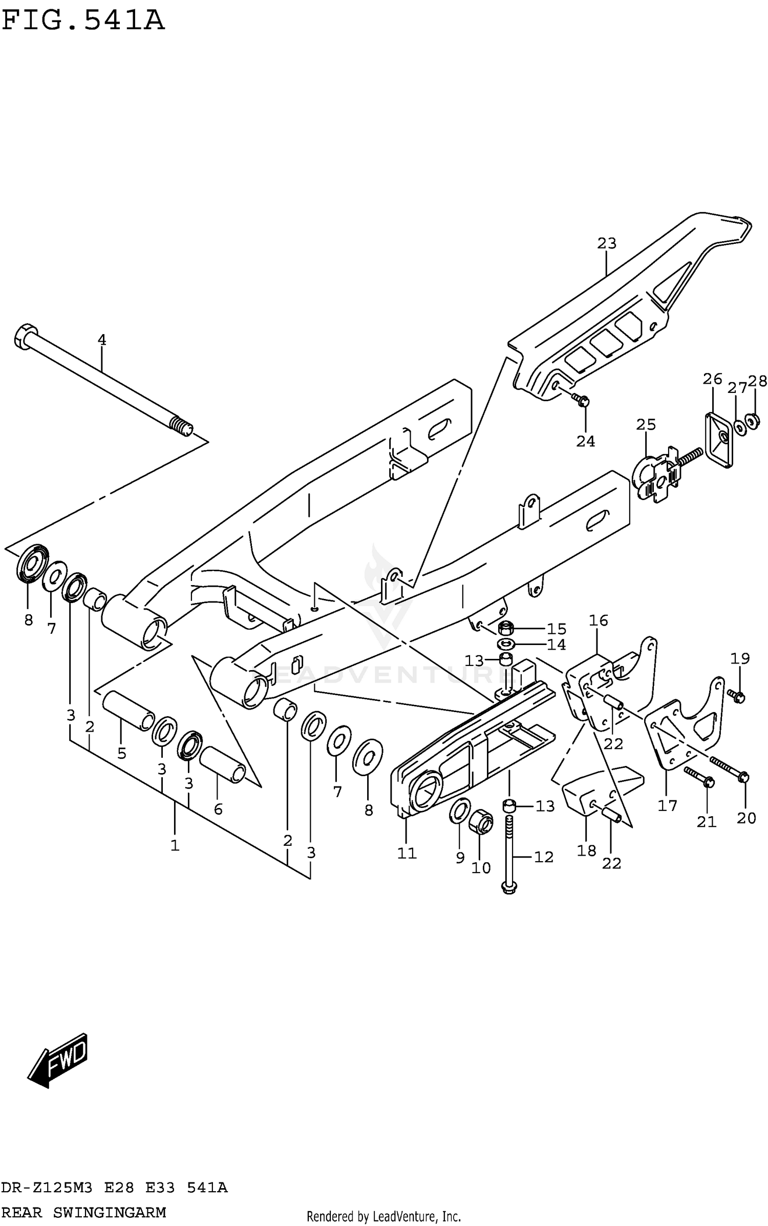 REAR SWINGINGARM (DR-Z125M3E28)