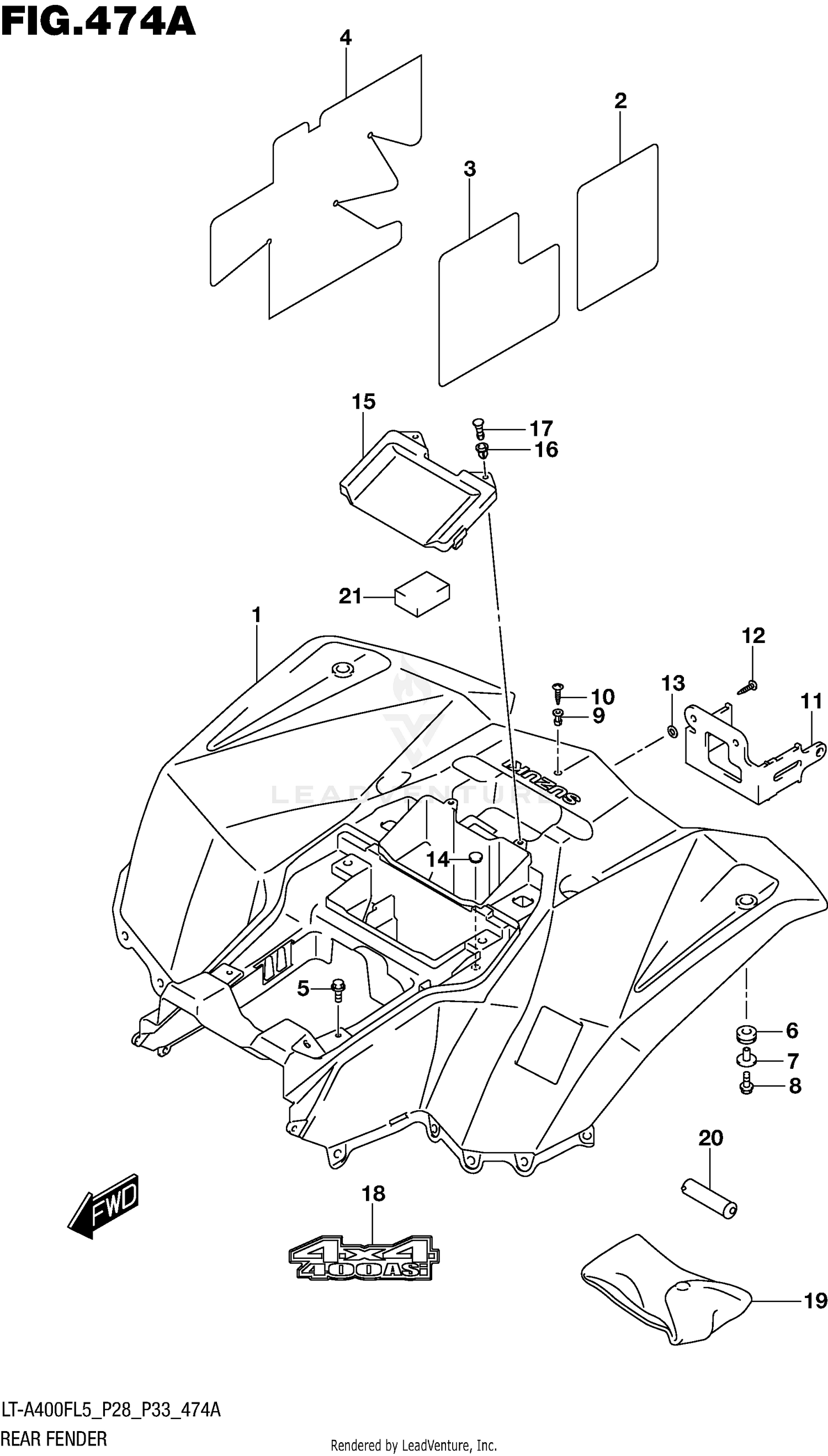 REAR FENDER (LT-A400FL5 P28)