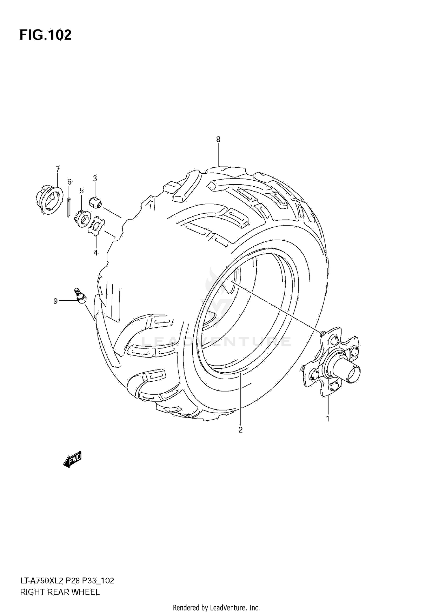 RIGHT REAR WHEEL (LT-A750XZ L2 E33)