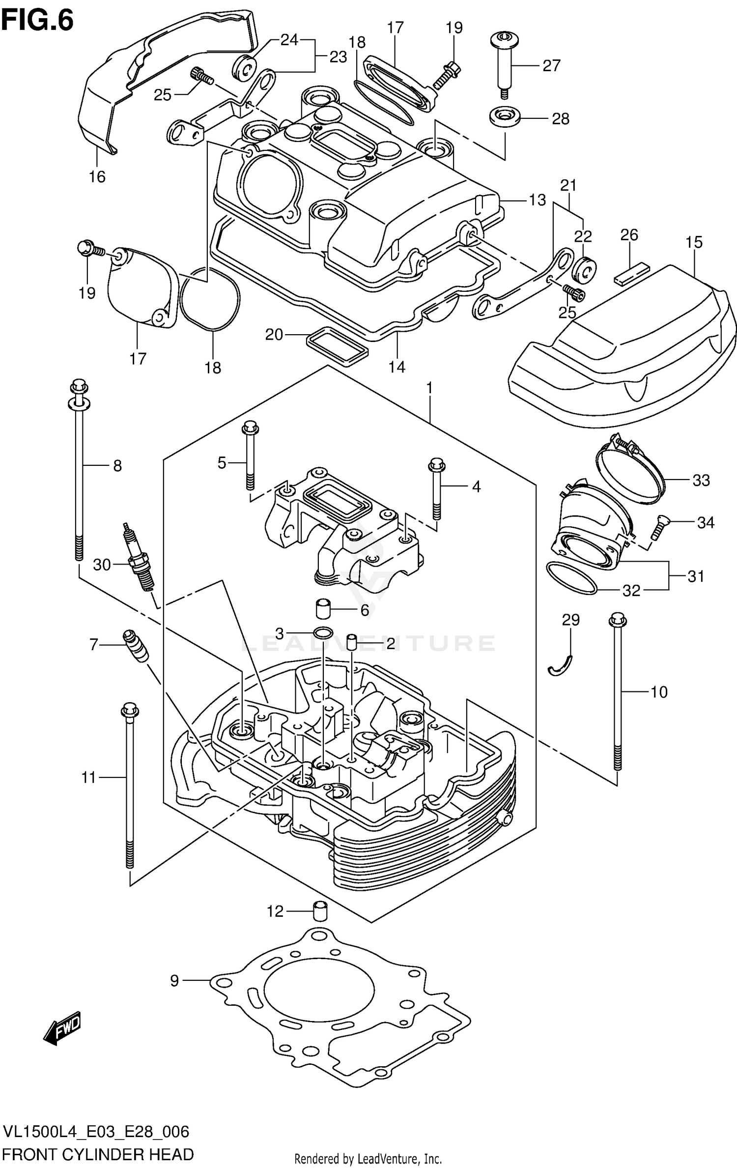 FRONT CYLINDER HEAD (VL1500BL4 E28)