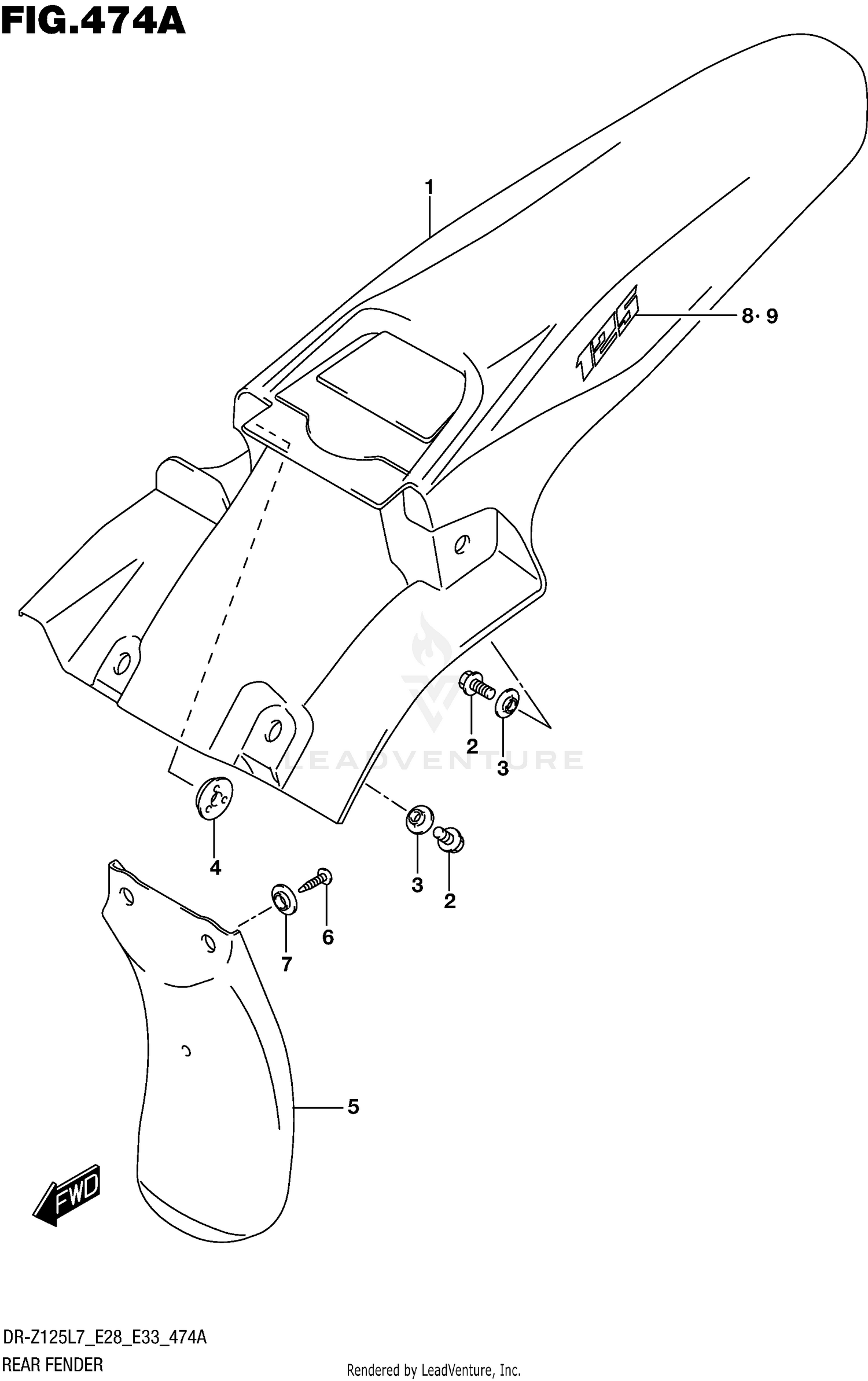 REAR FENDER (DR-Z125 E28)