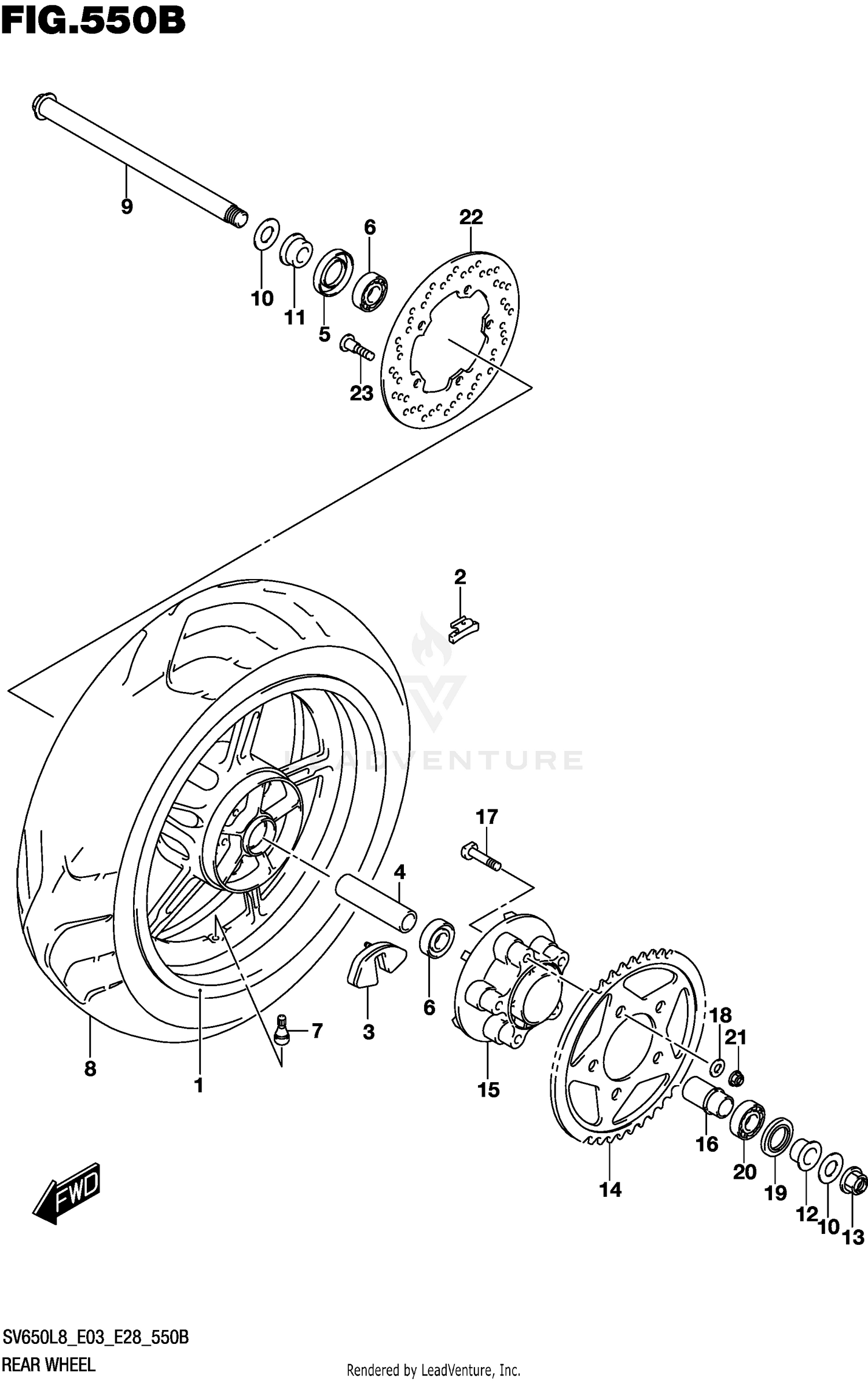 REAR WHEEL (SV650L8 E33)