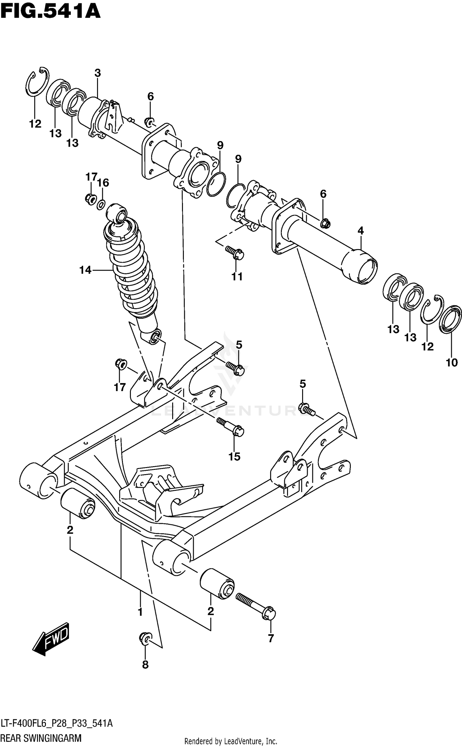 REAR SWINGINGARM (LT-F400FL6 P28)