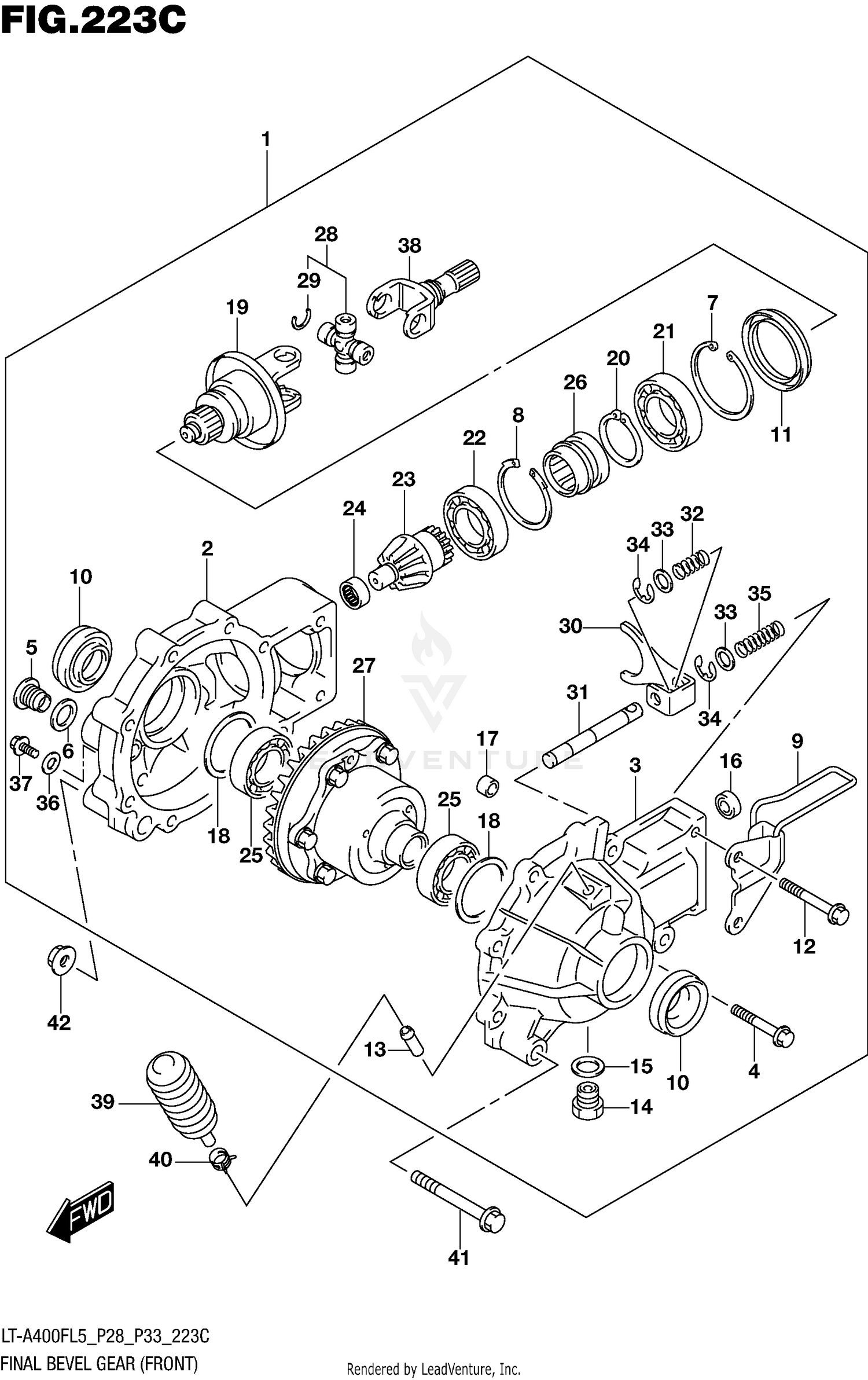FINAL BEVEL GEAR (FRONT) (LT-A400FZL5 P28)