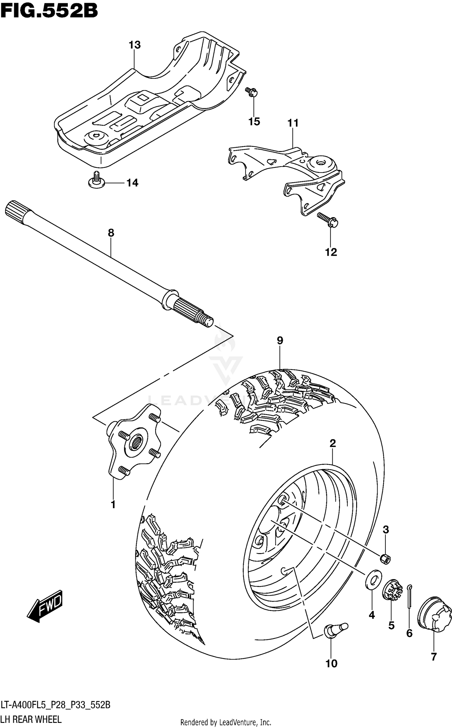 LH REAR WHEEL (LT-A400FL5 P33)