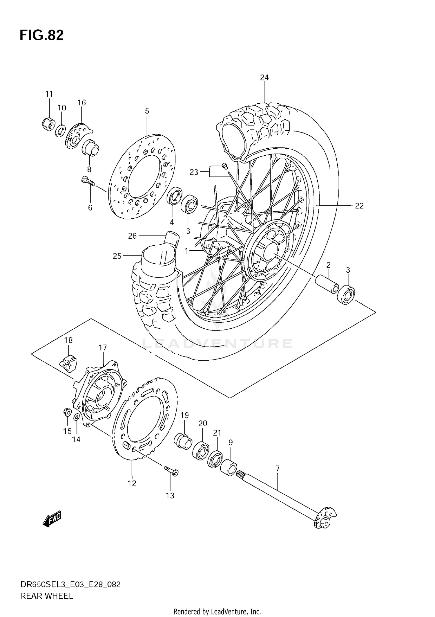 REAR WHEEL (DR650SEL3 E33)