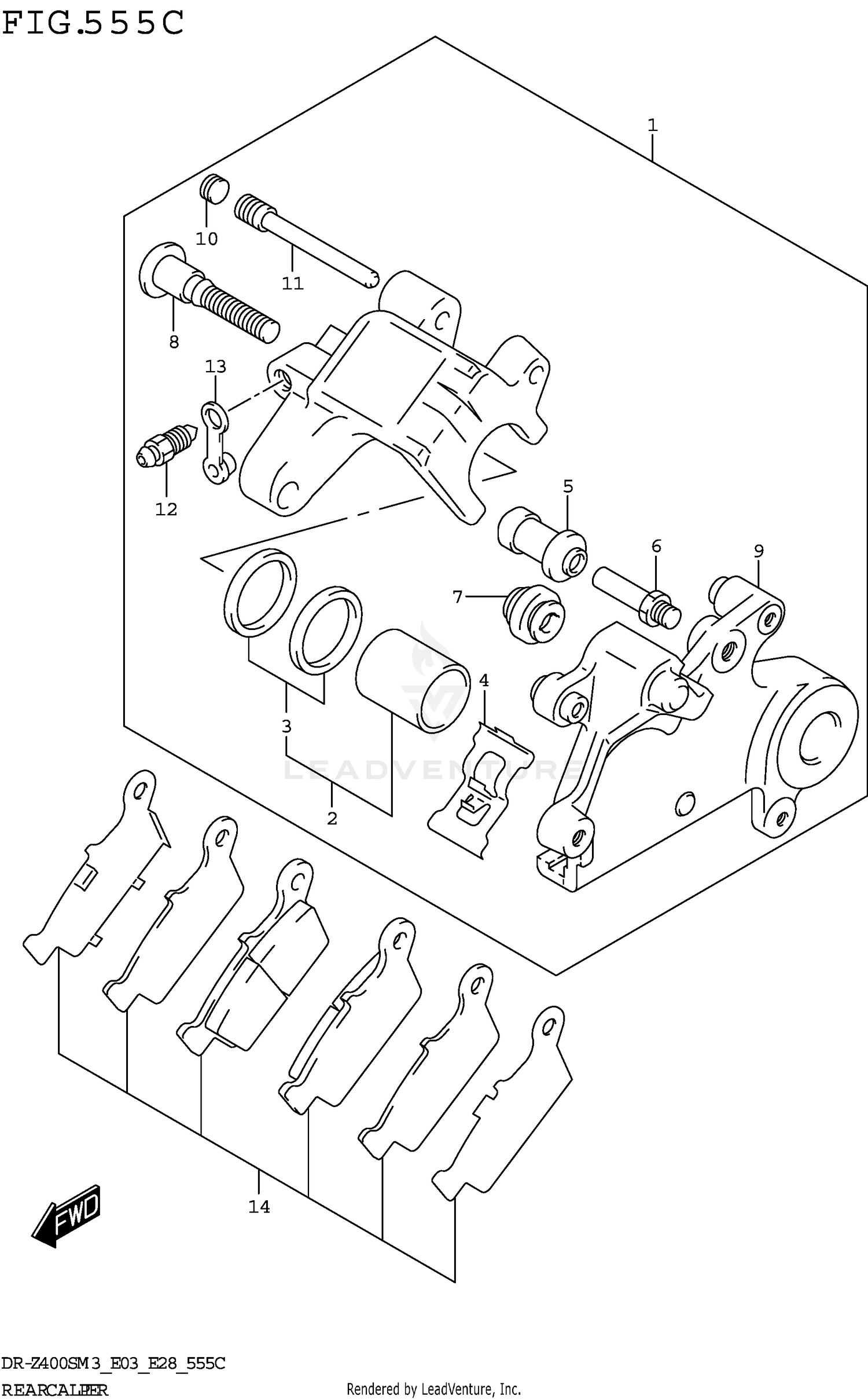REAR CALIPER (DR-Z400SM3 E33)