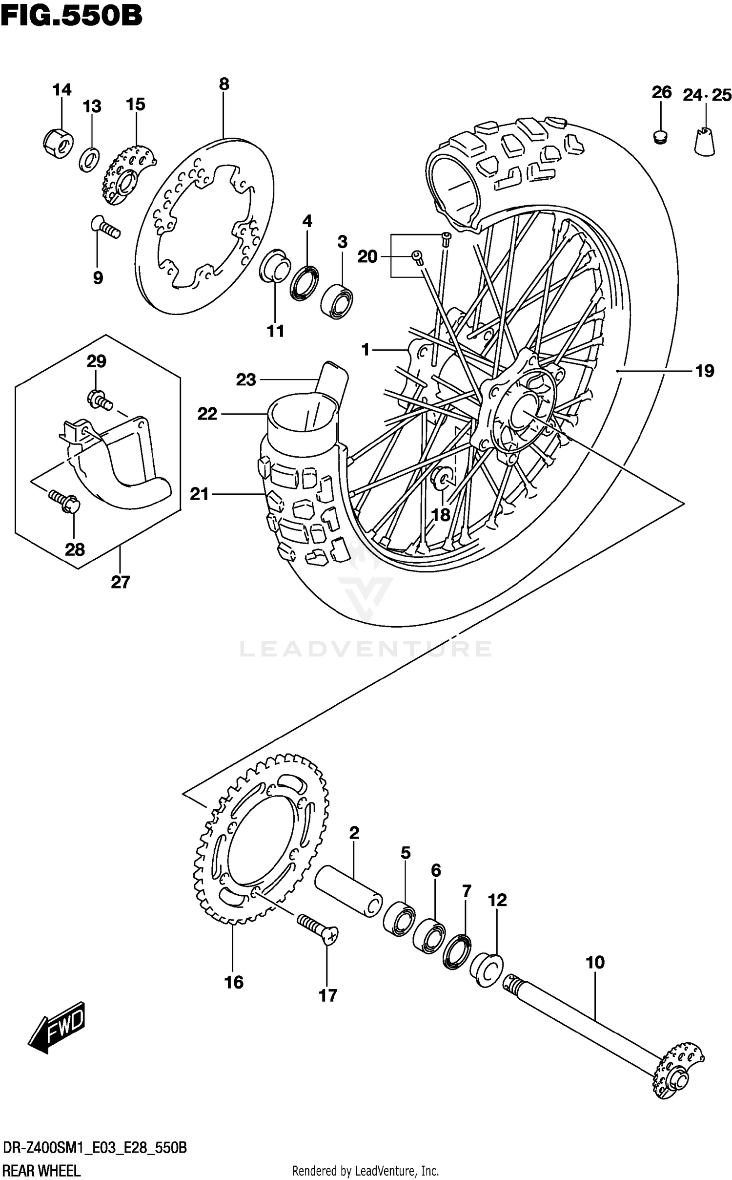 REAR WHEEL (DR-Z400S)