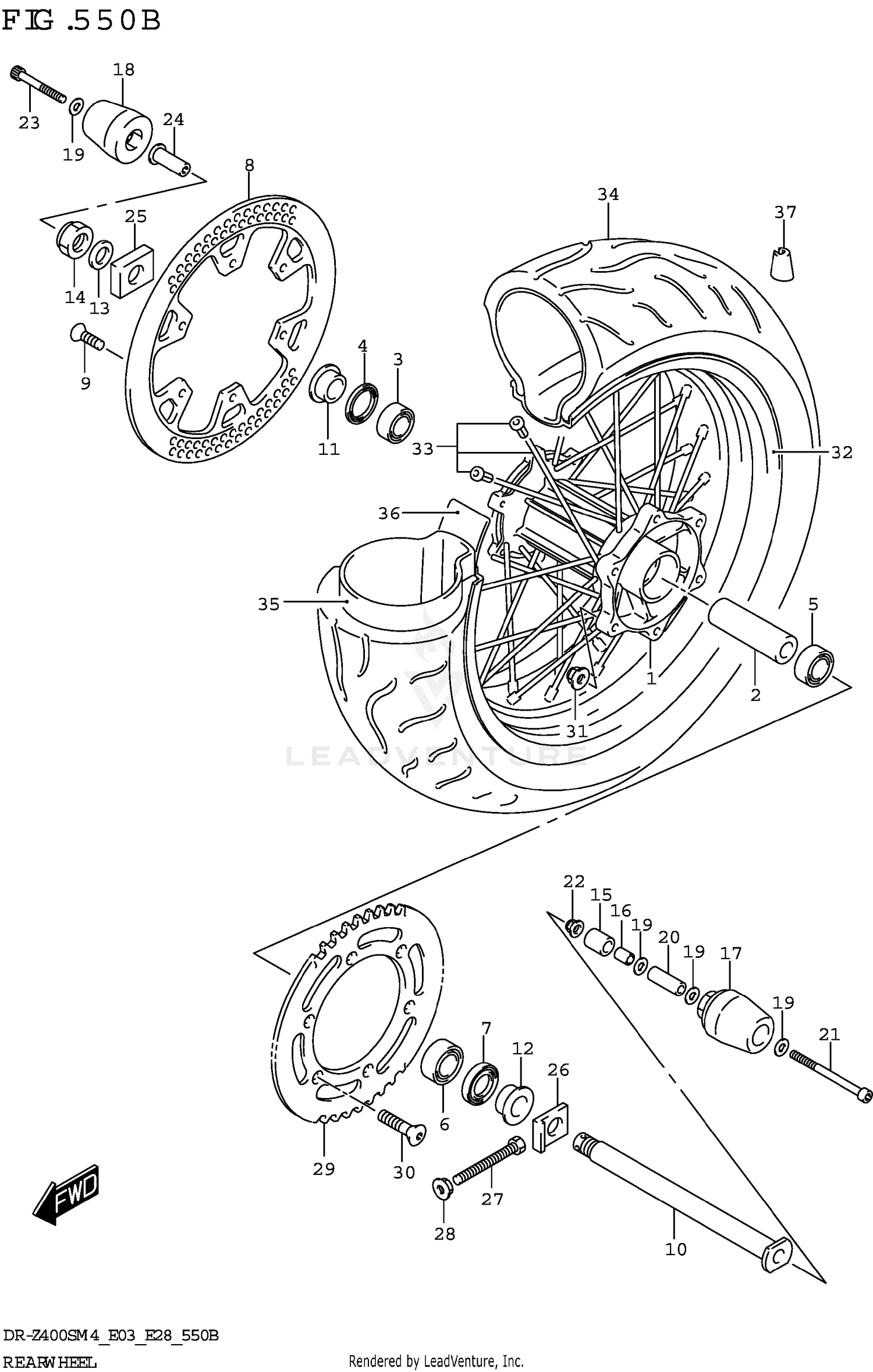 REAR WHEEL (DR-Z400SM)