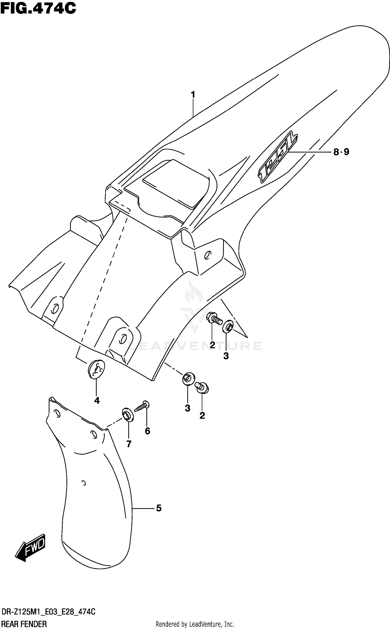 REAR FENDER (DR-Z125L)