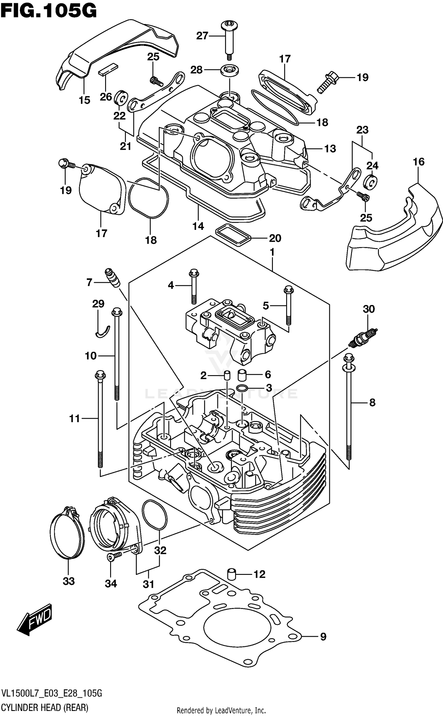 CYLINDER HEAD (REAR) (VL1500TL7 E33)