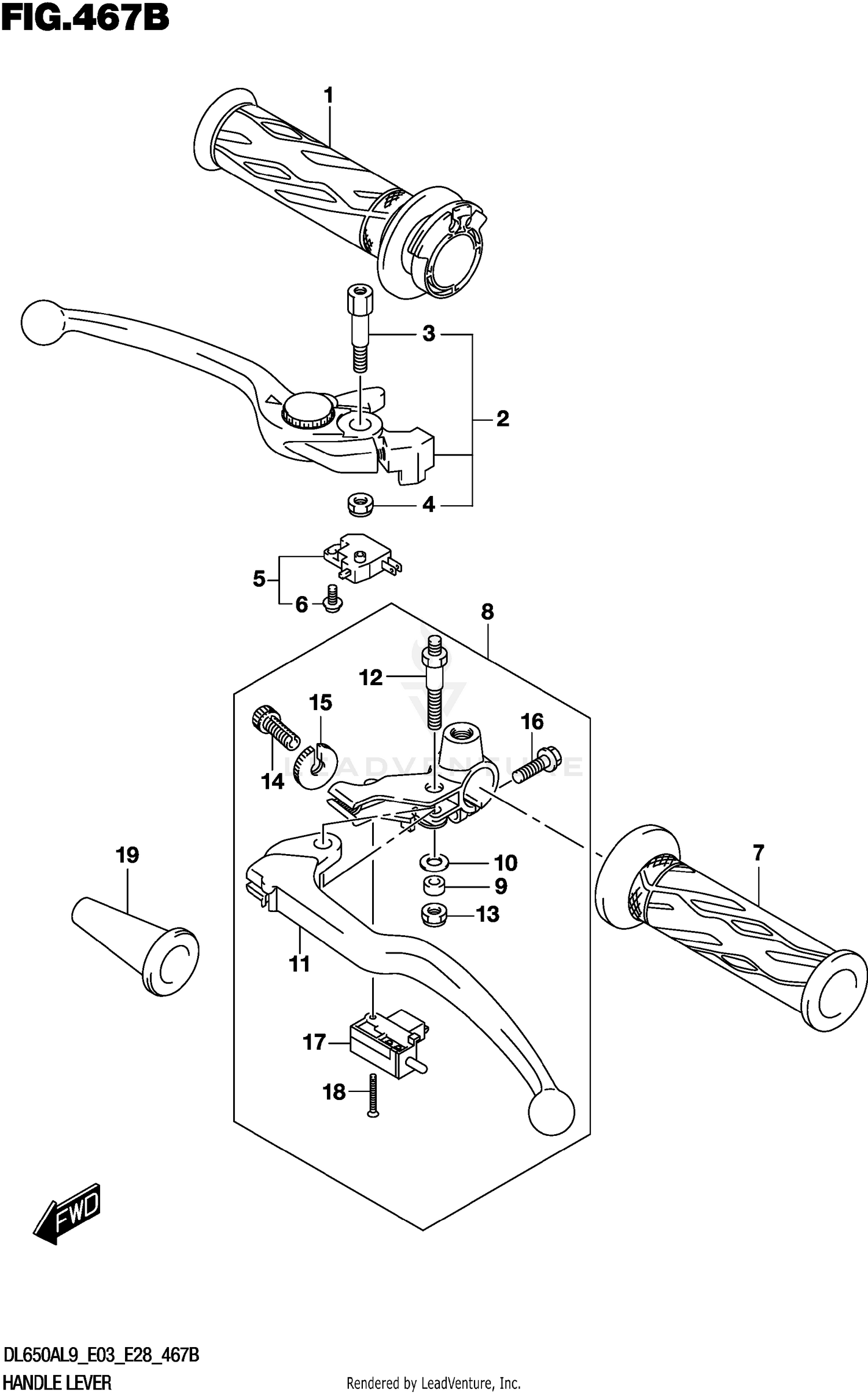 HANDLE LEVER (DL650XA)