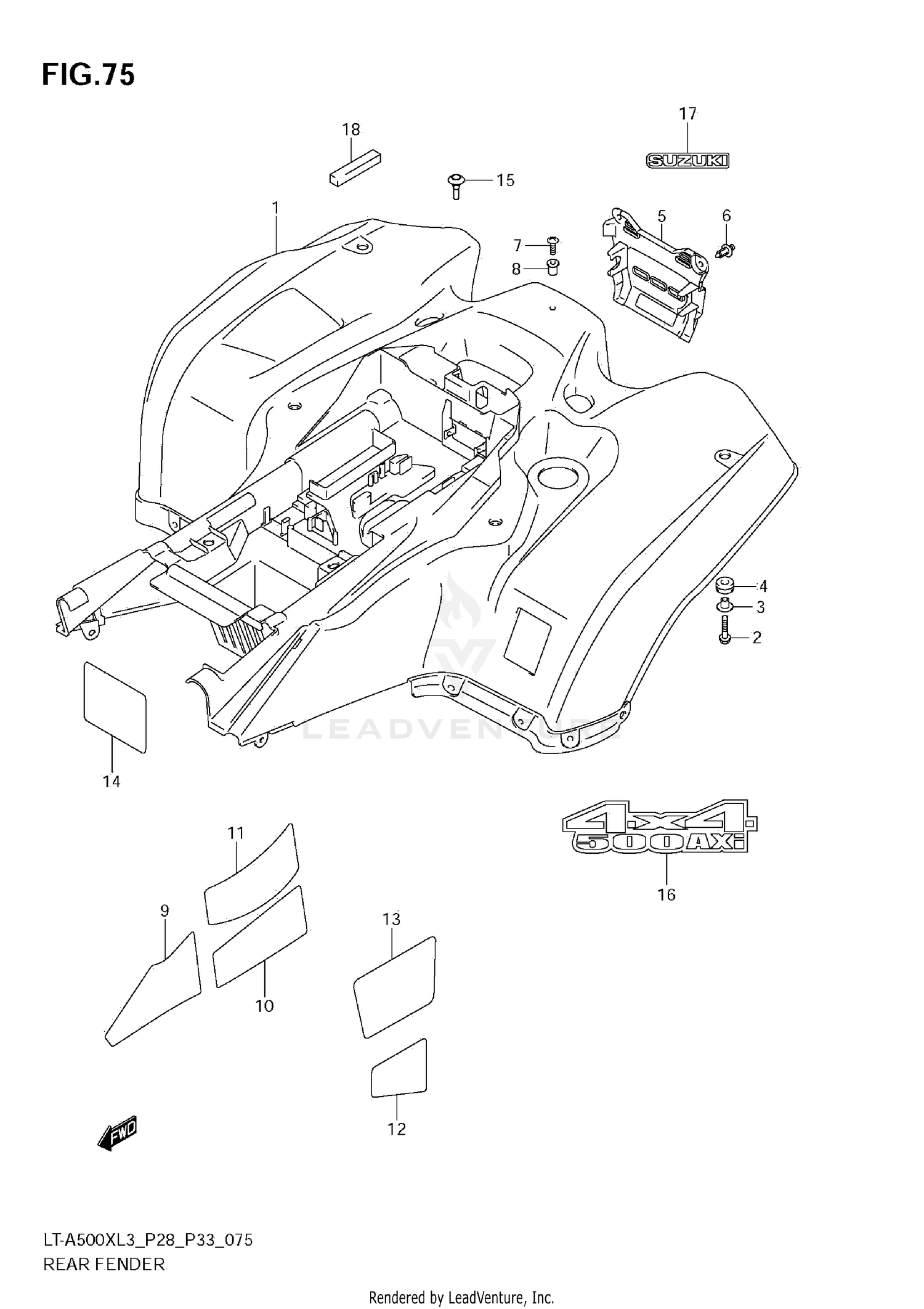 REAR FENDER (LT-A500XZL3 E28)