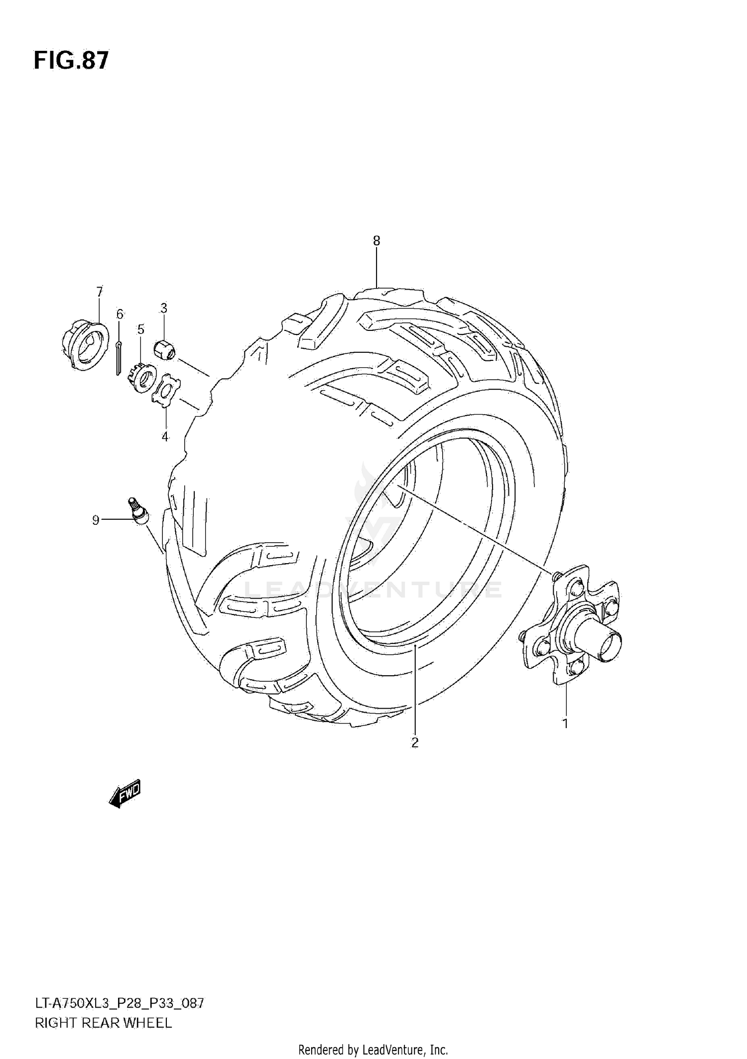 RIGHT REAR WHEEL (LT-A750XL3 E28)