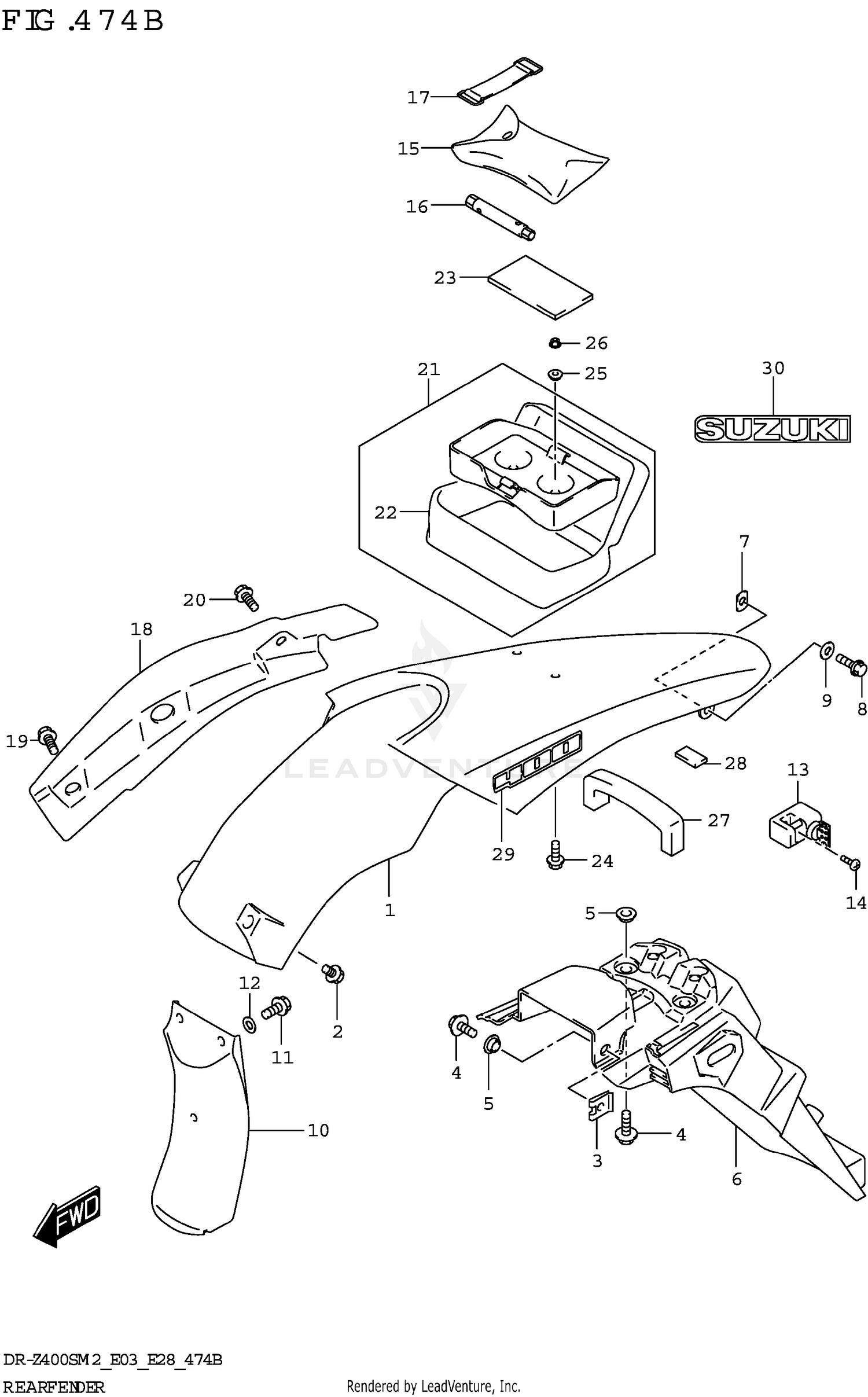 REAR FENDER (DR-Z400S)