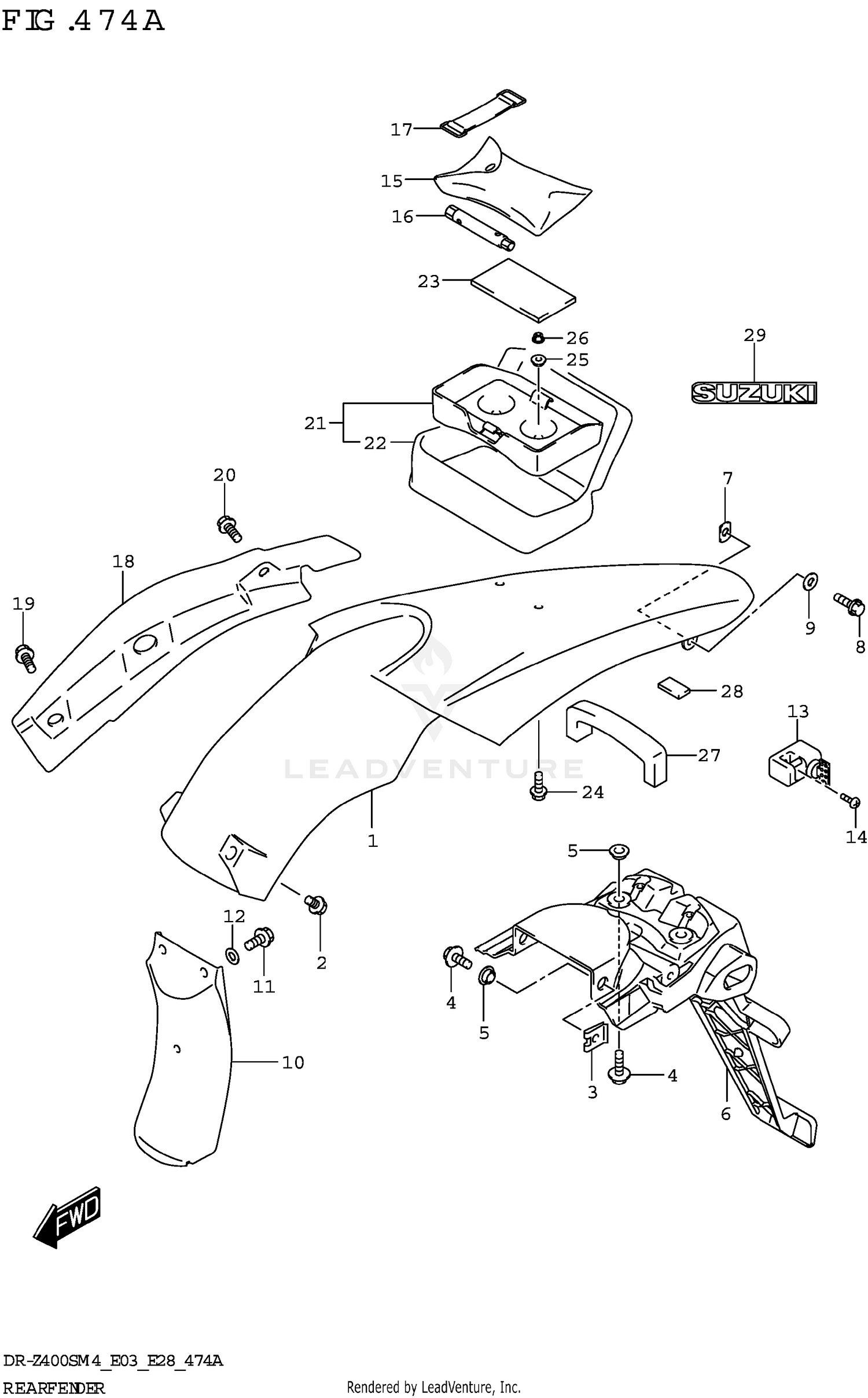 REAR FENDER (DR-Z400SM)