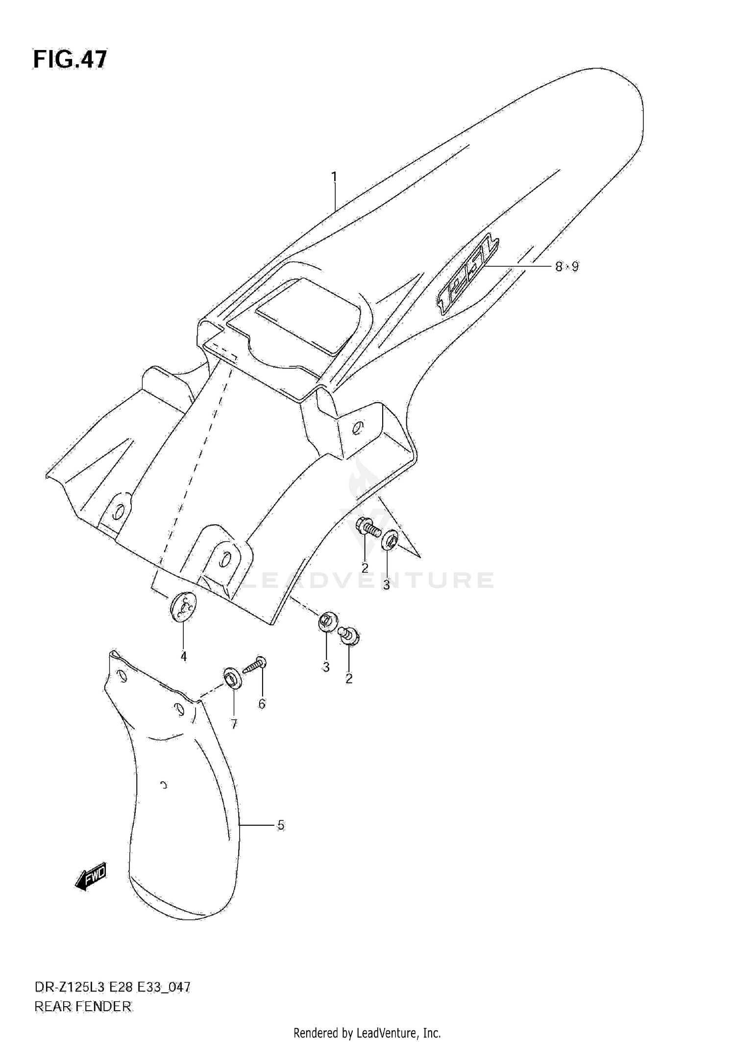REAR FENDER (DR-Z125LL3 E28)