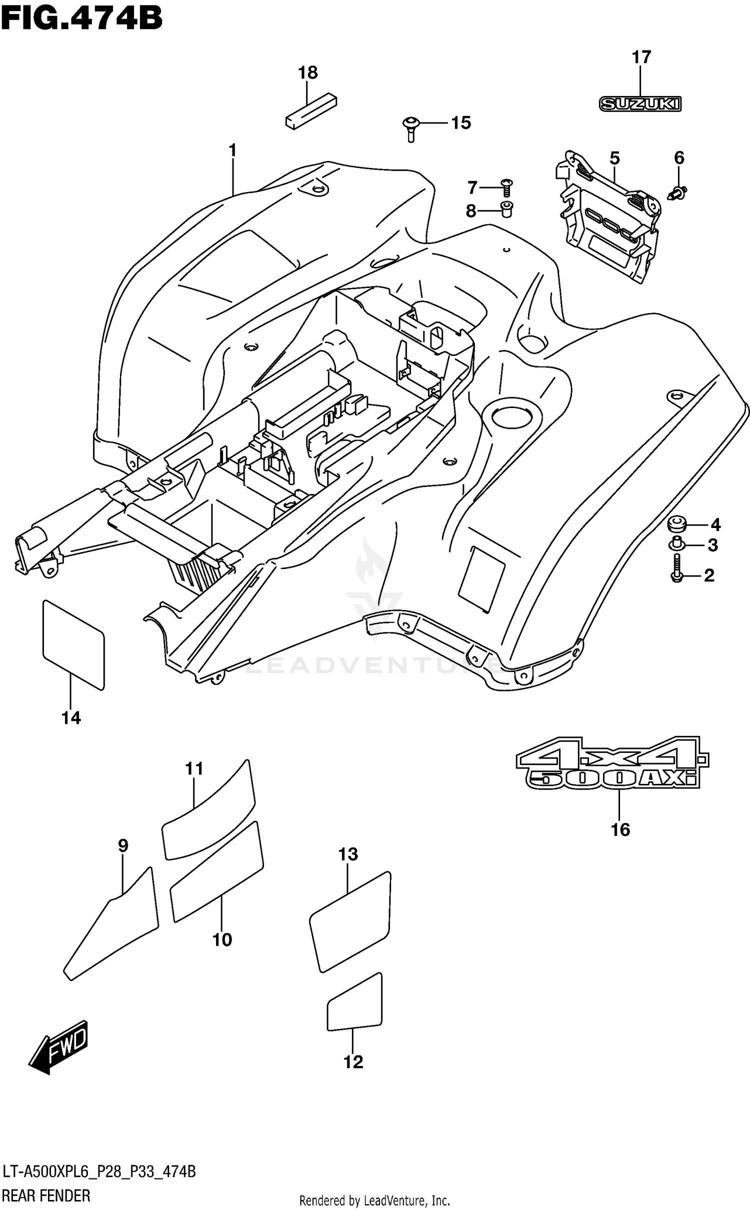 REAR FENDER (LT-A500XPL6 P33)