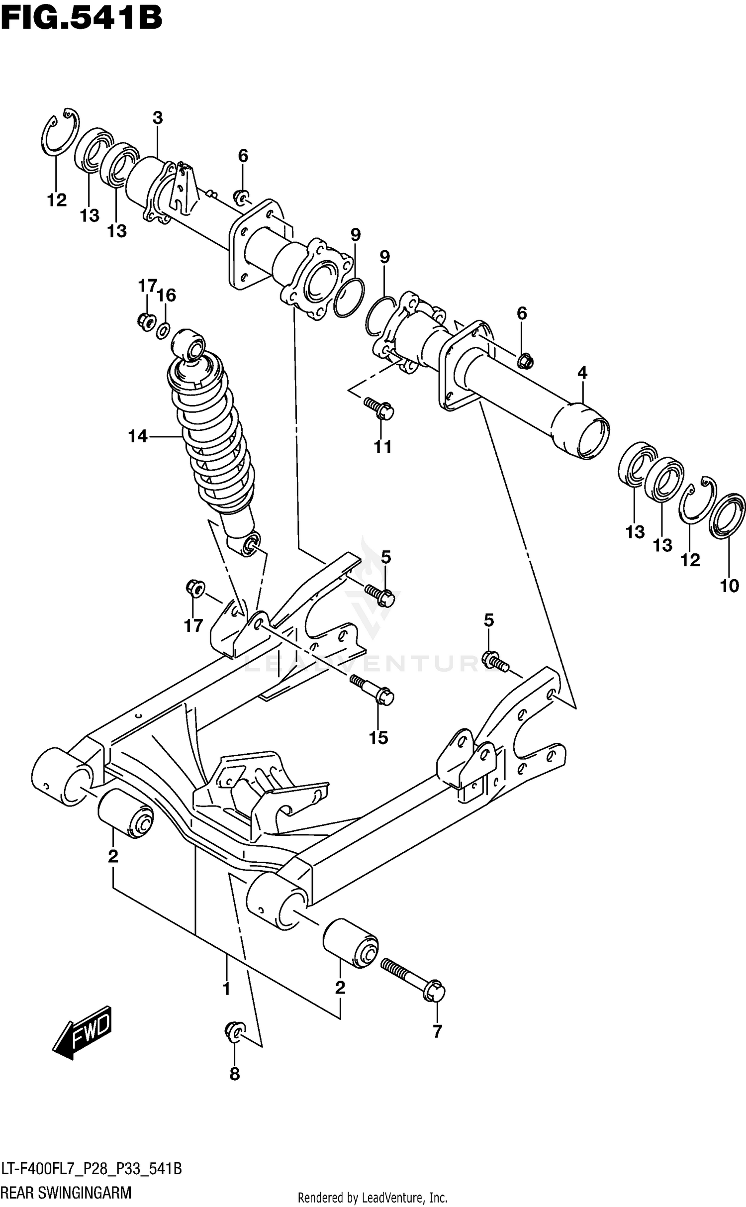 REAR SWINGINGARM (LT-F400FL7 P33)