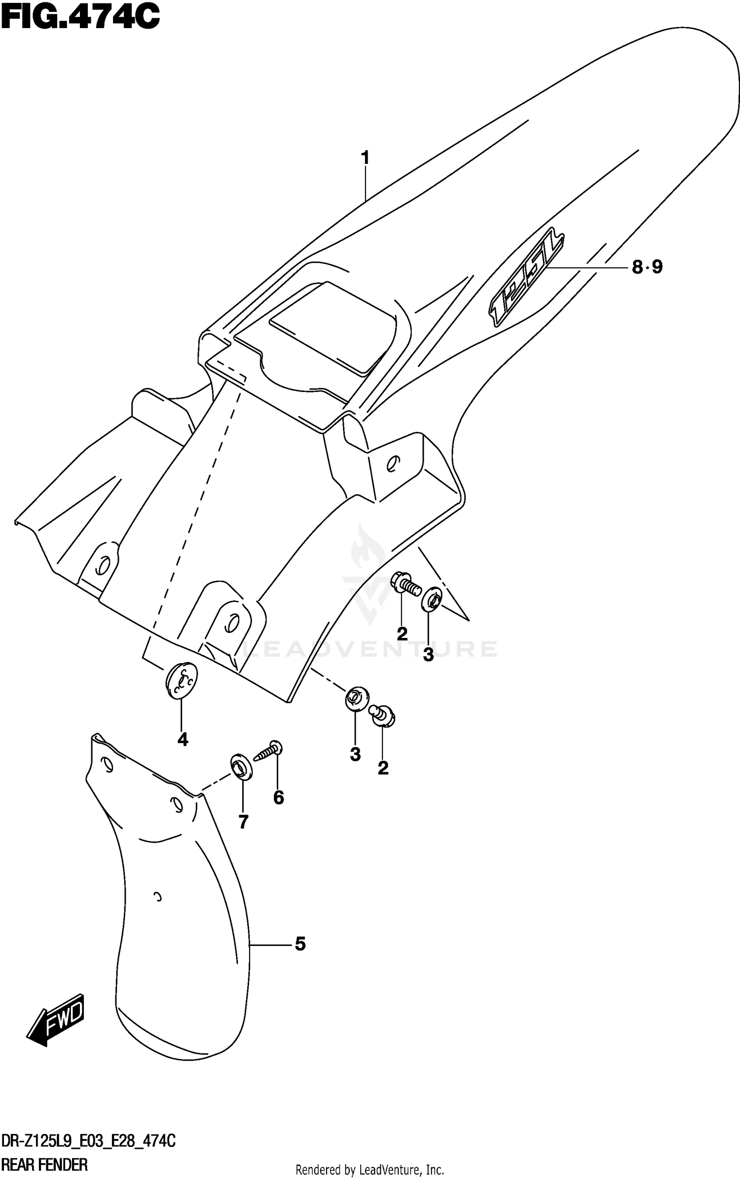 REAR FENDER (DR-Z125LL9 E28)