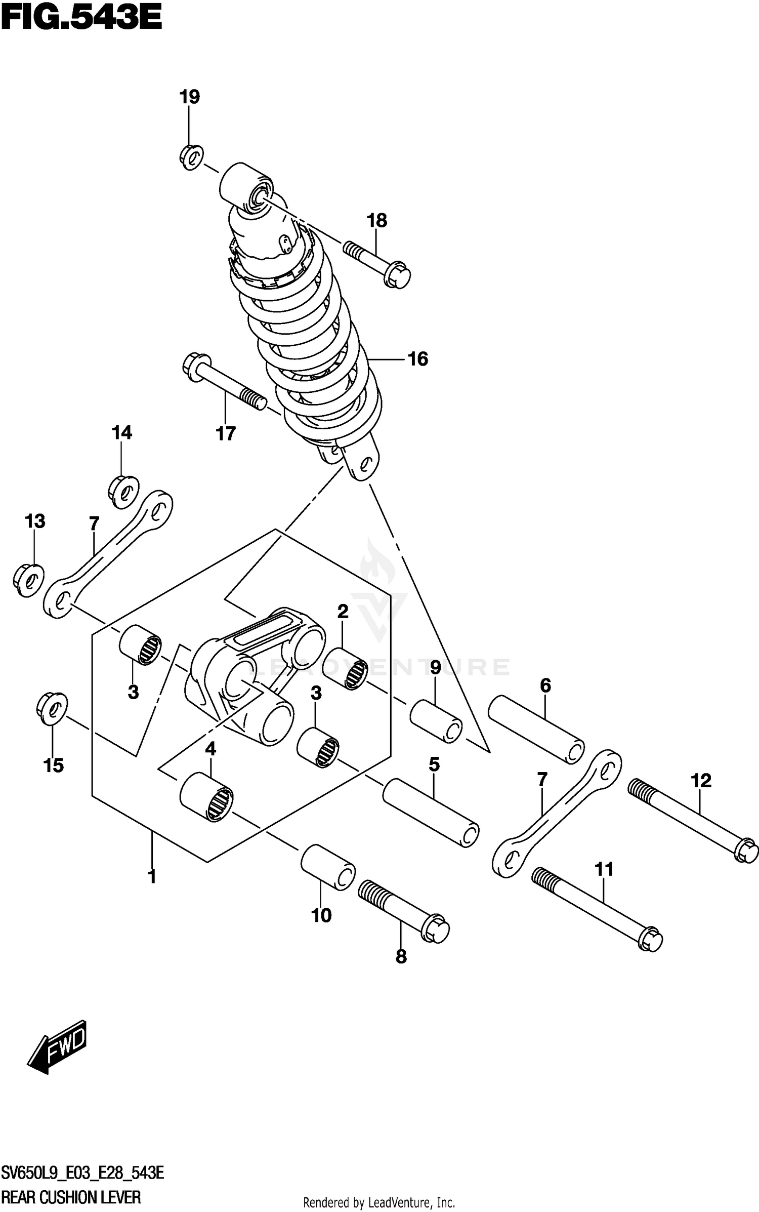 REAR CUSHION LEVER (SV650XAL9 E28)