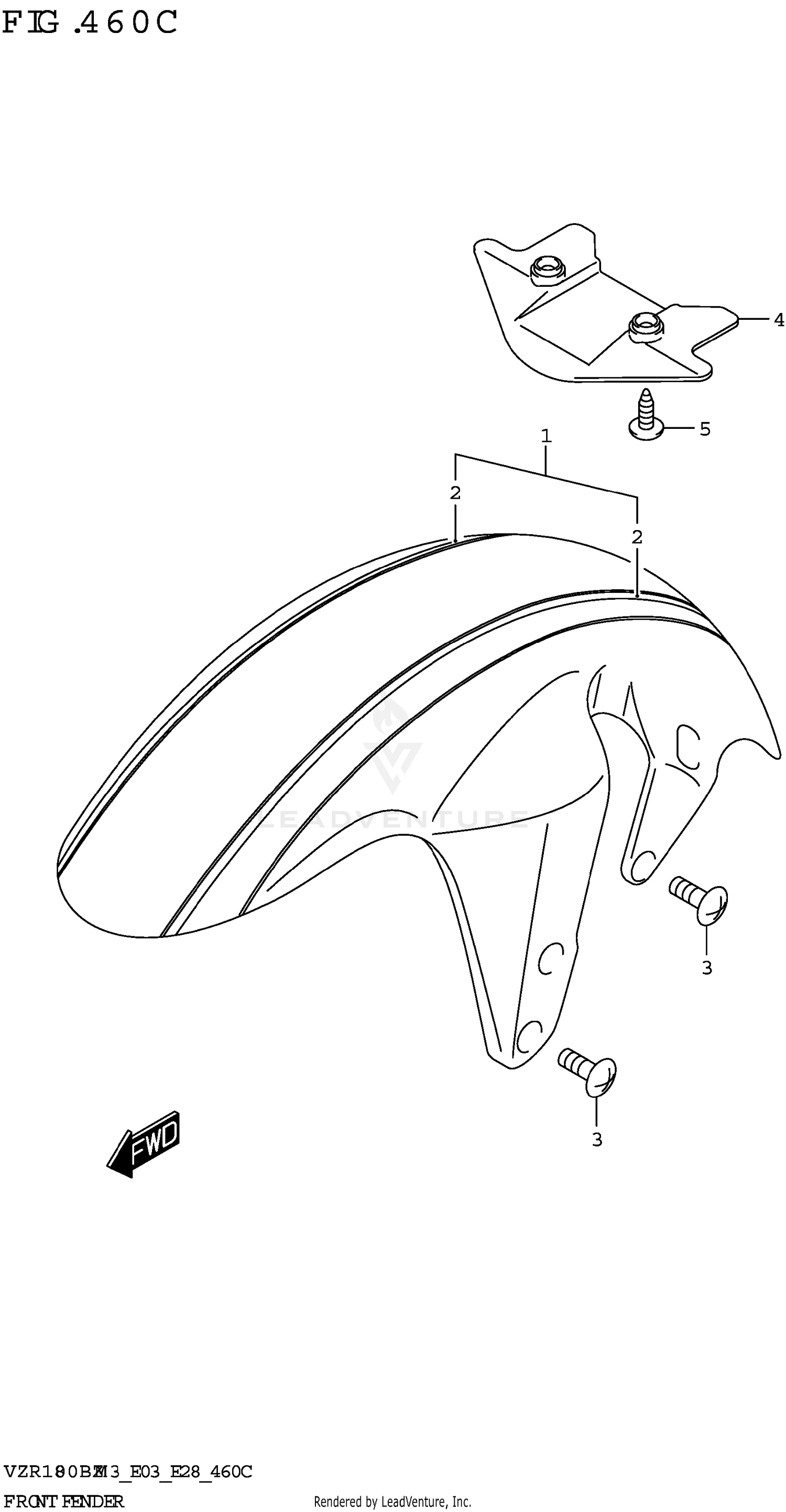 FRONT FENDER (SEE NOTE 1) 460C