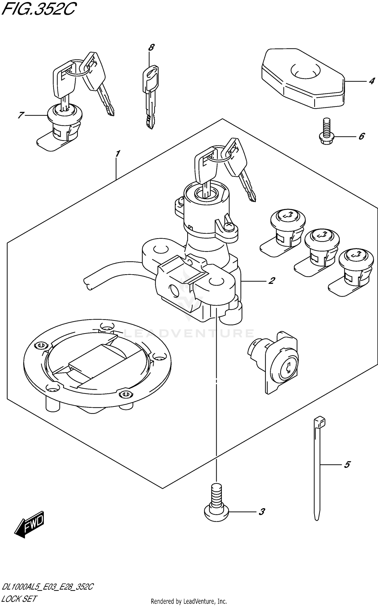 LOCK SET (FOR PANNIR CASE) (DL1000AL5 E28)