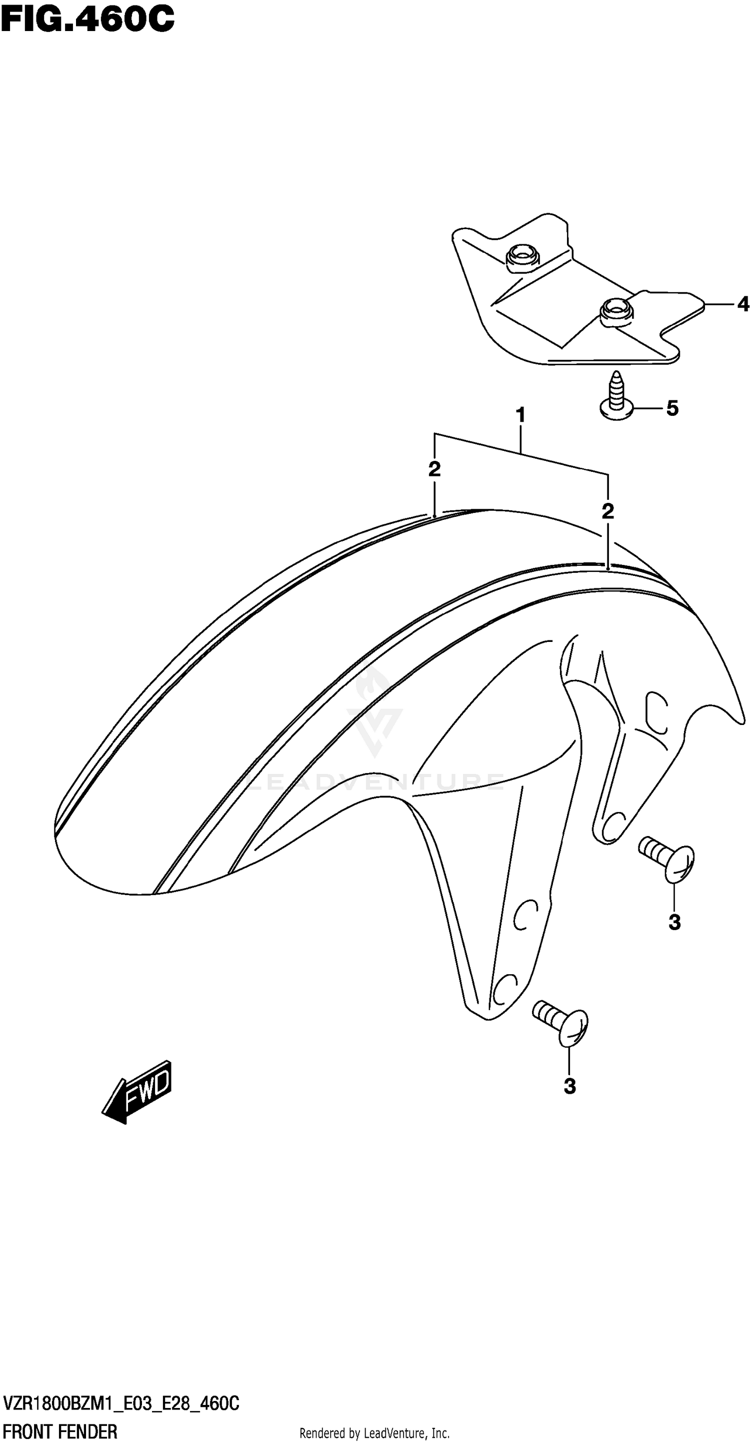 FRONT FENDER (SEE NOTE 1) 460C