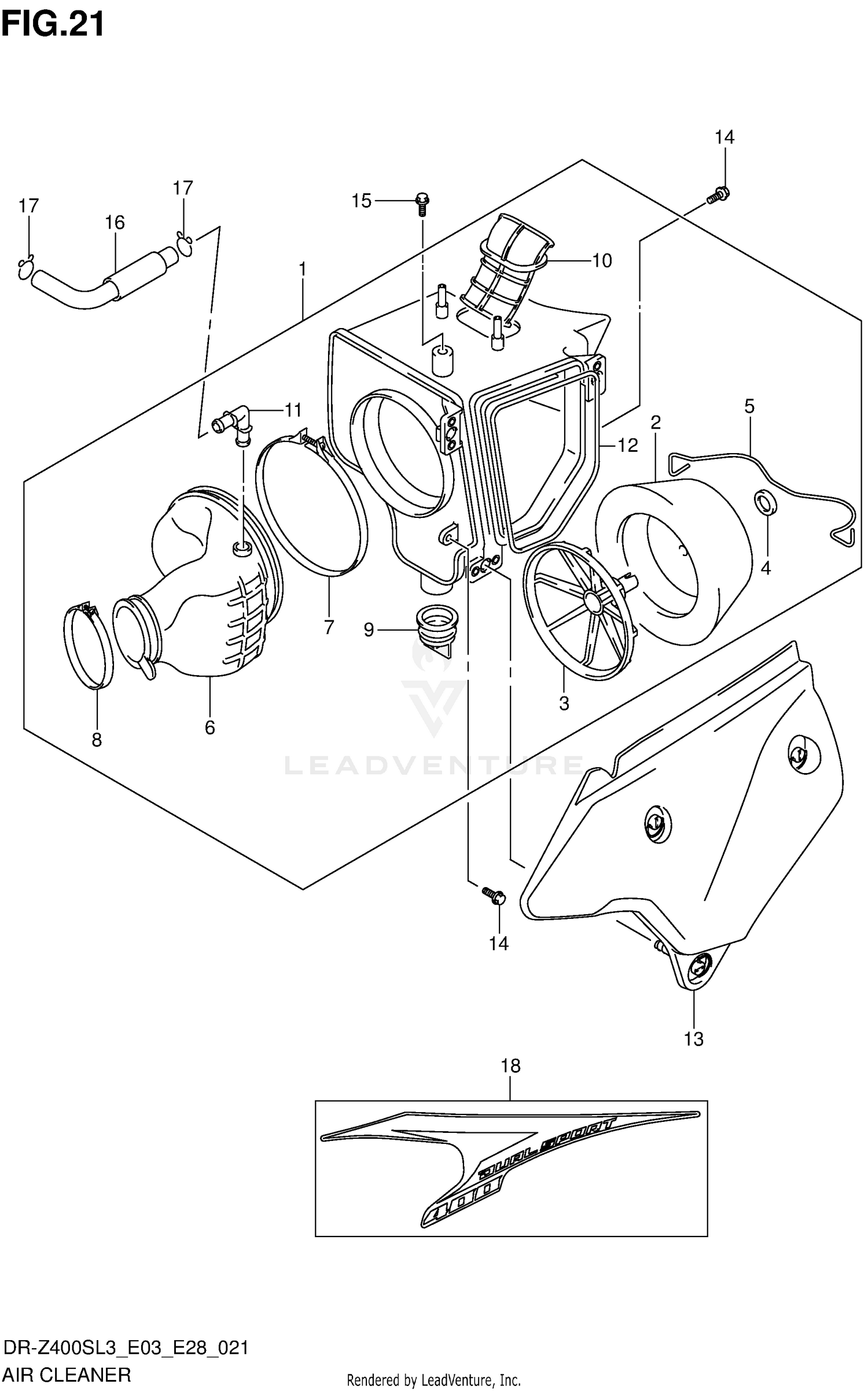 AIR CLEANER (DR-Z400SL3 E33)