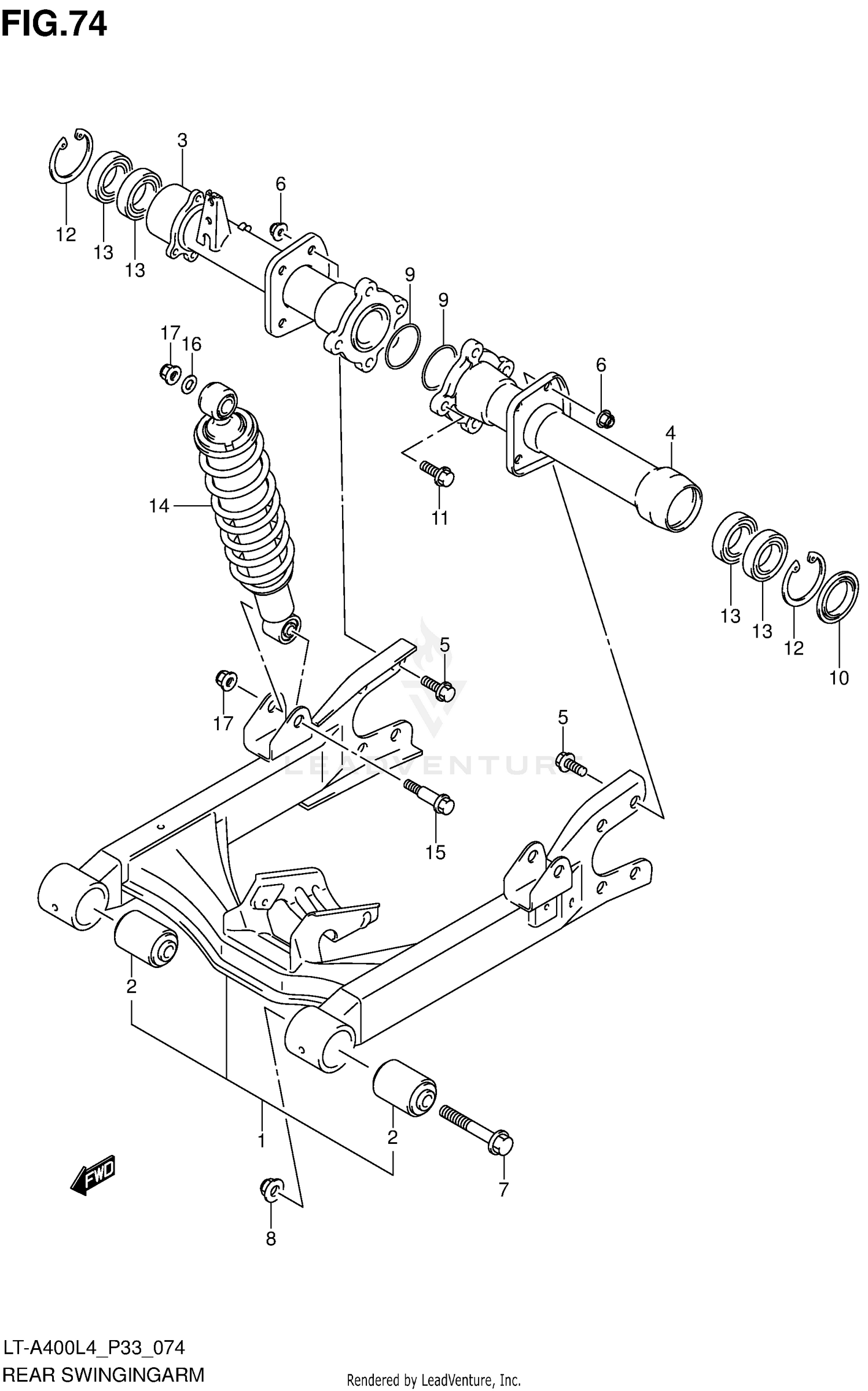 REAR SWINGINGARM (LT-A400L4 P33)