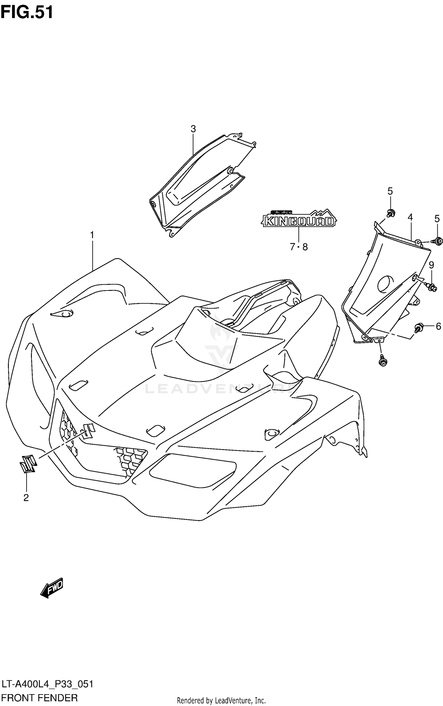 FRONT FENDER (LT-A400ZL4 P33)