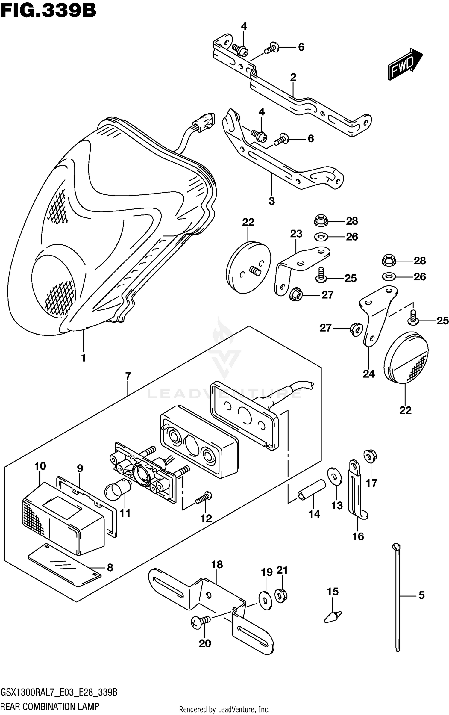 REAR COMBINATION LAMP (GSX1300RAL7 E28)