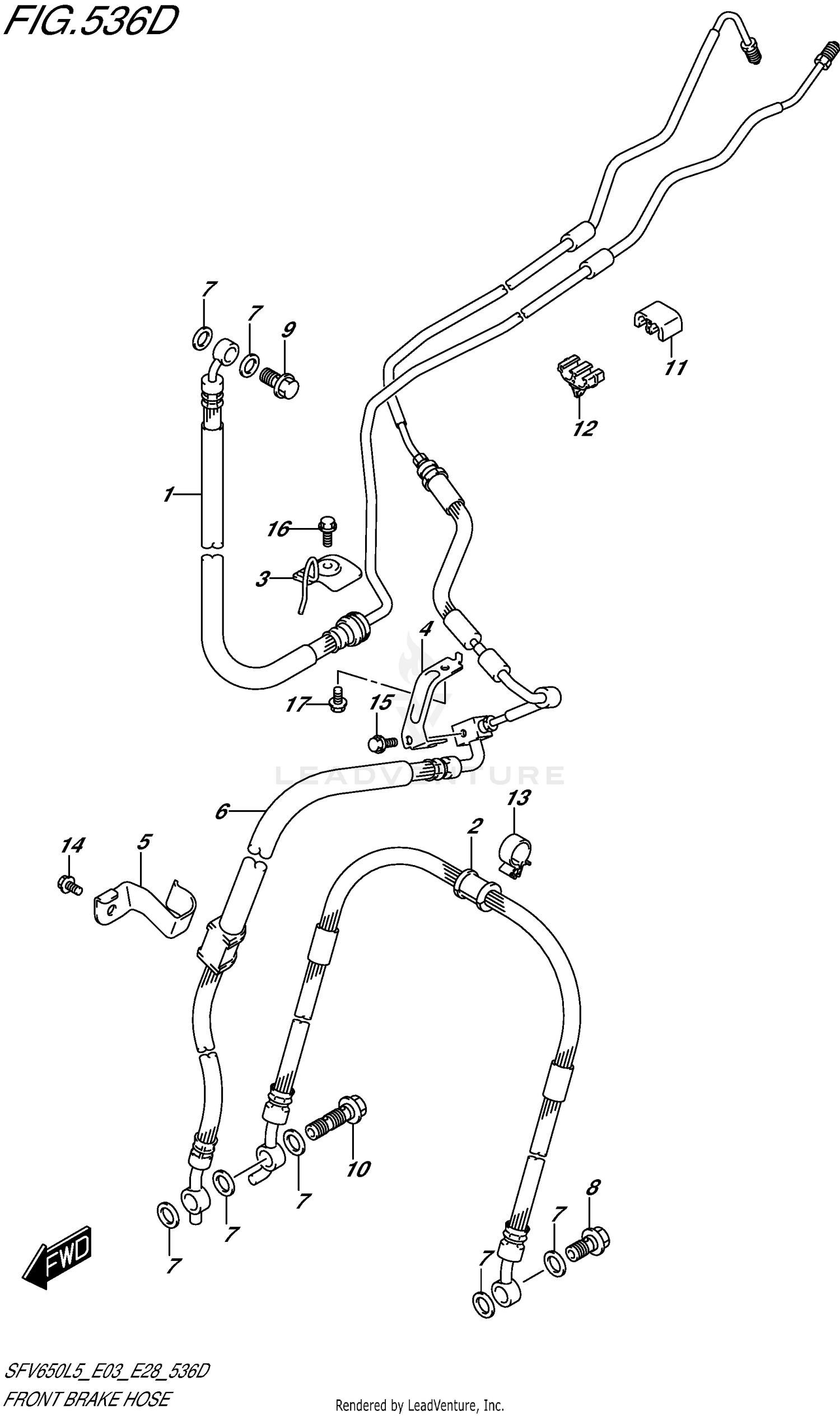 FRONT BRAKE HOSE (SFV650AL5 E28)