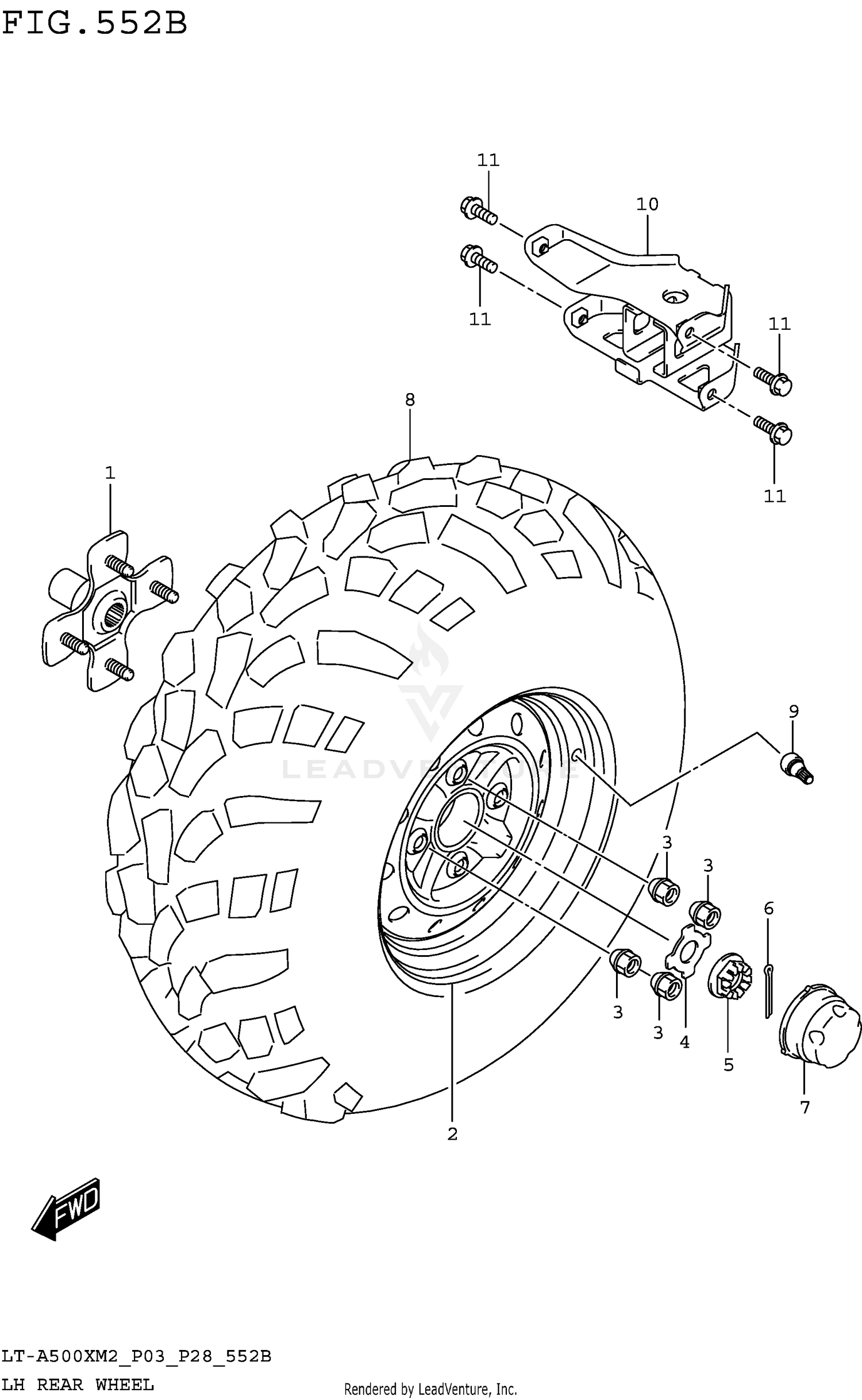 LH REAR WHEEL (LT-A500XM2 P28)