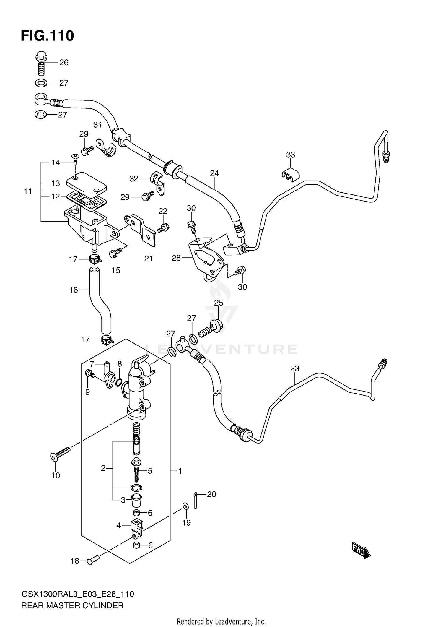 REAR MASTER CYLINDER (GSX1300RAL3 E33)