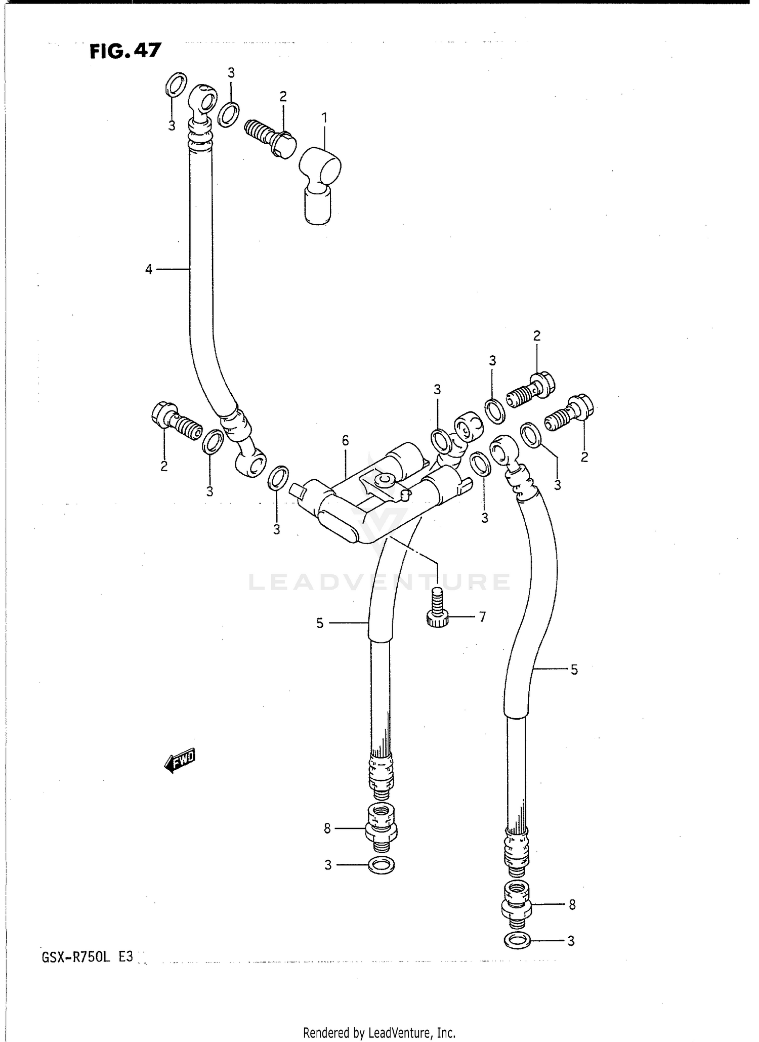 FRONT BRAKE HOSE (MODEL J/K)
