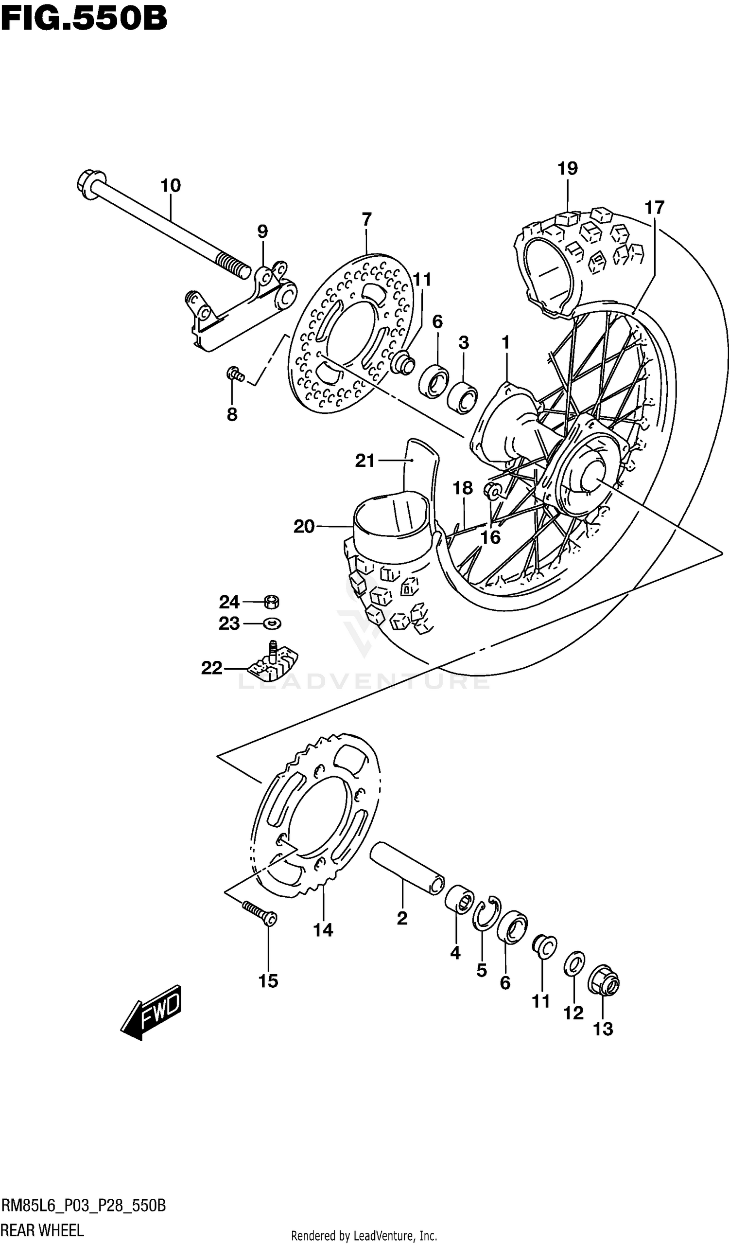 REAR WHEEL (RM85L6 P28)