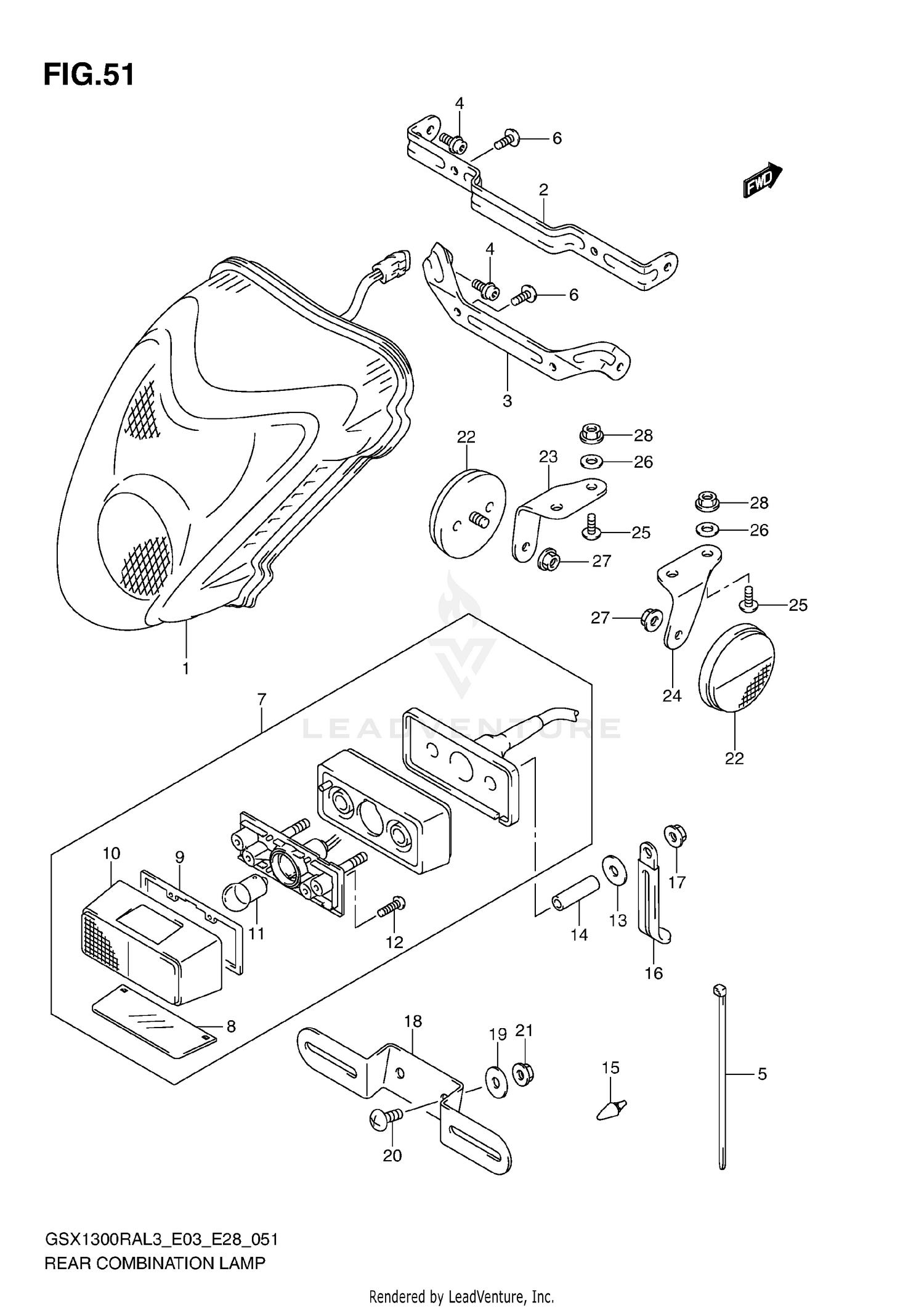 REAR COMBINATION LAMP (GSX1300RAL3 E03)