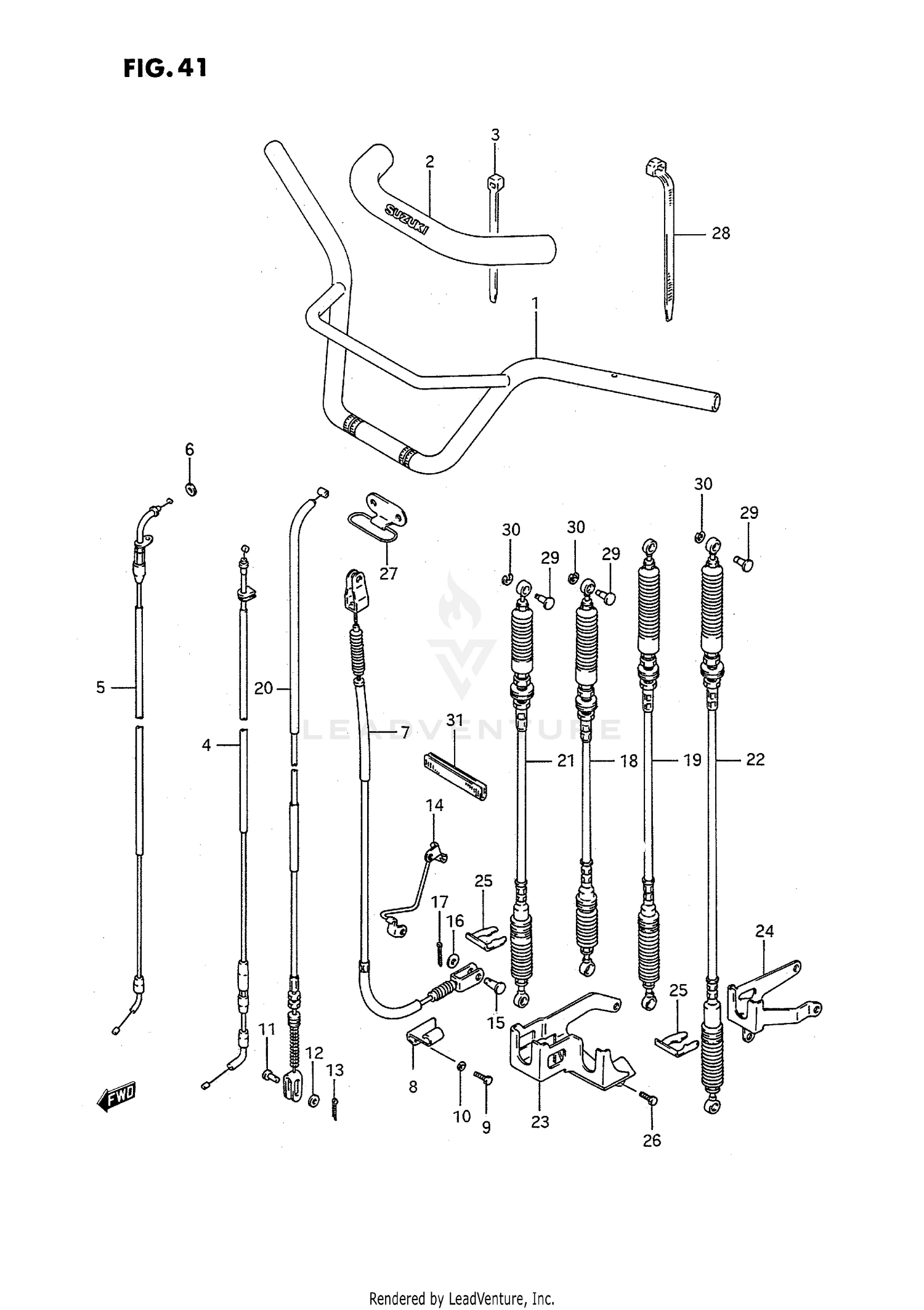 HANDLEBAR - CONTROL CABLE (MODEL H)